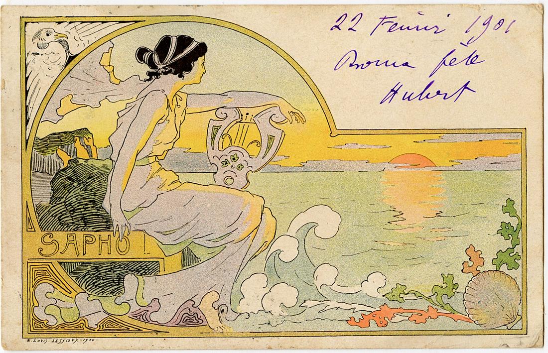 Antique Postcard Art Nouveau LESSIEUX: The dimensions of an antique/vintage postcard are Approx. 5.5"x 3.5" (small variances can occur). ABOUT SHIPPING: This lot is located in Boca Raton, Fl and its shipment will be made directly by Arteli