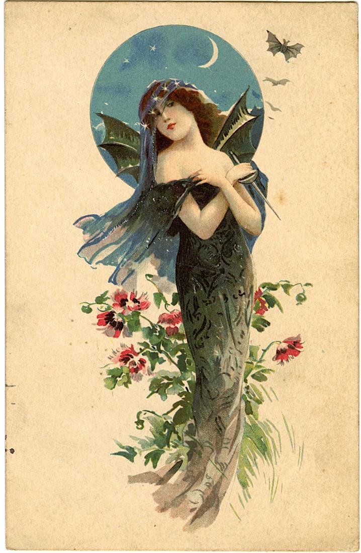 Antique Postcard Art Nouveau Halloween: The dimensions of an antique/vintage postcard are Approx. 5.5"x 3.5" (small variances can occur). ABOUT SHIPPING: This lot is located in Boca Raton, Fl and its shipment will be made directly by Arteli