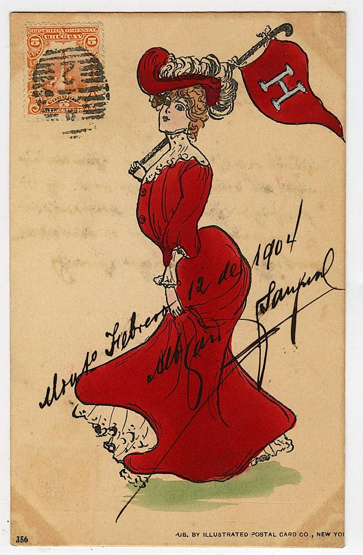 Antique Postcard Harvard University Flag, 1904 (1 of 2)