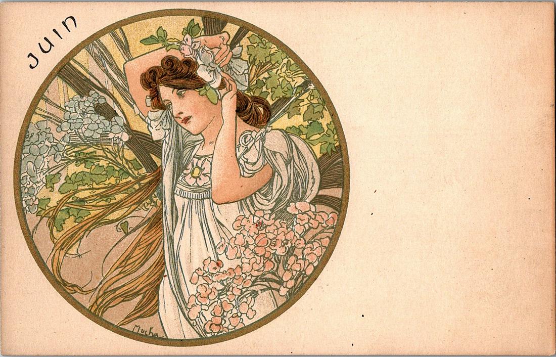 Antique Postcard Art Nouveau ALPHONSE MUCHA (1 of 2)