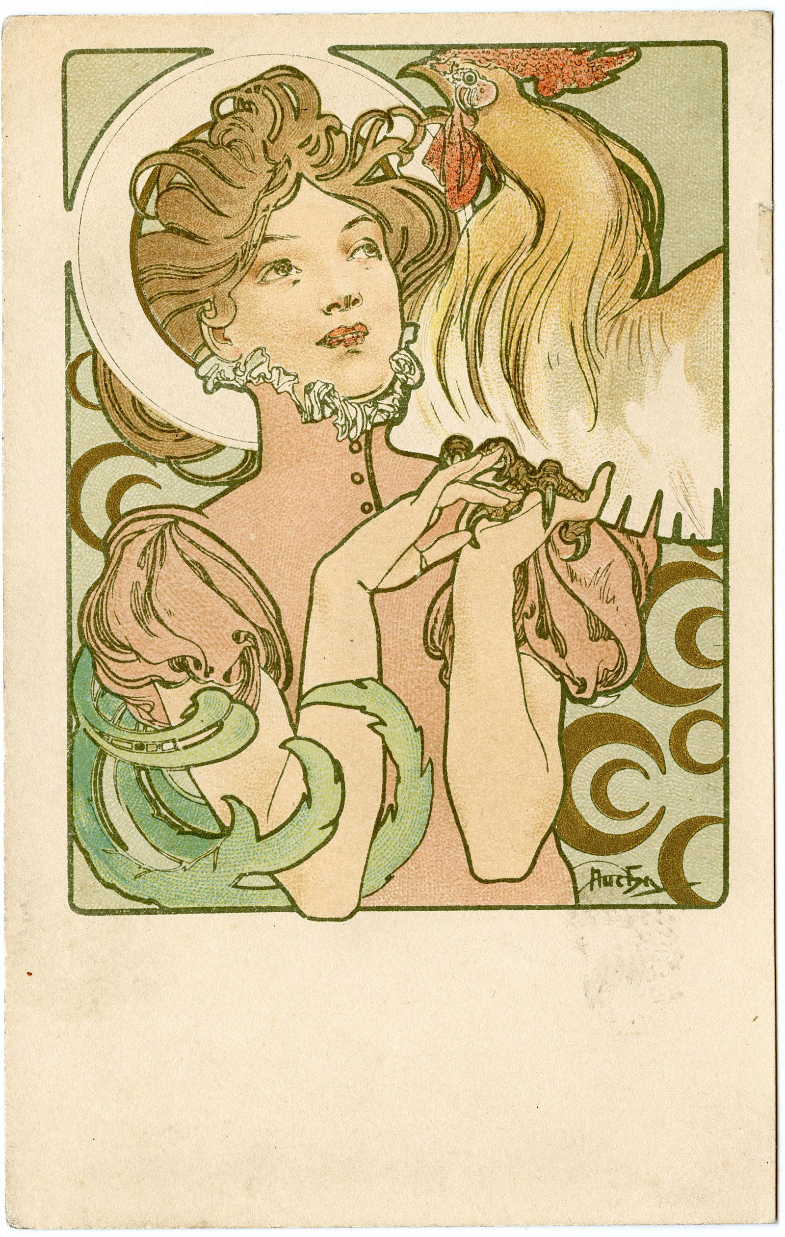 Antique Postcard Art Nouveau ALPHONSE MUCHA (1 of 2)