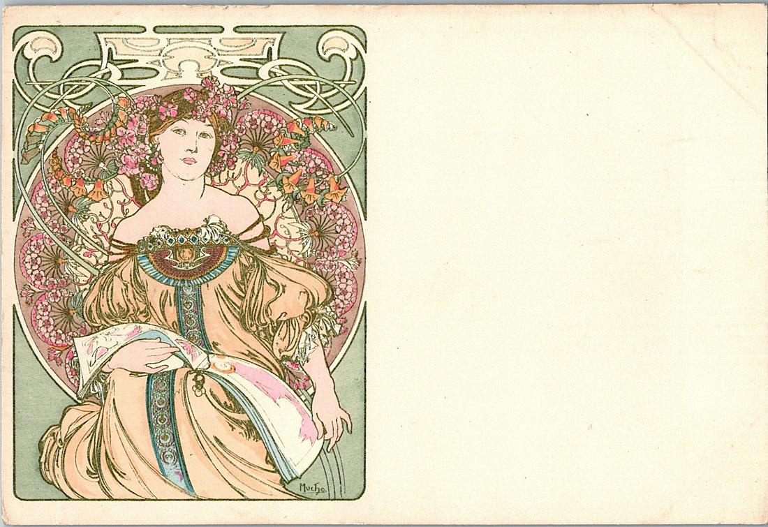 Antique Postcard Art Nouveau ALPHONSE MUCHA (1 of 2)