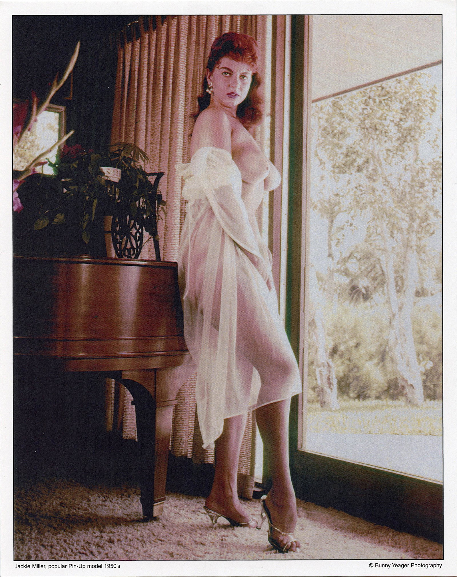 Original BUNNY YEAGER Pin Up Litho JACKIE MILLER: This lot is coming from Bunny Yeager's estate/archives. Linnea Eleanor "Bunny" Yeager (March 13, 1929 - May 24, 2014) was an American photographer and pin-up model. She met Bettie Page in 1954, and to