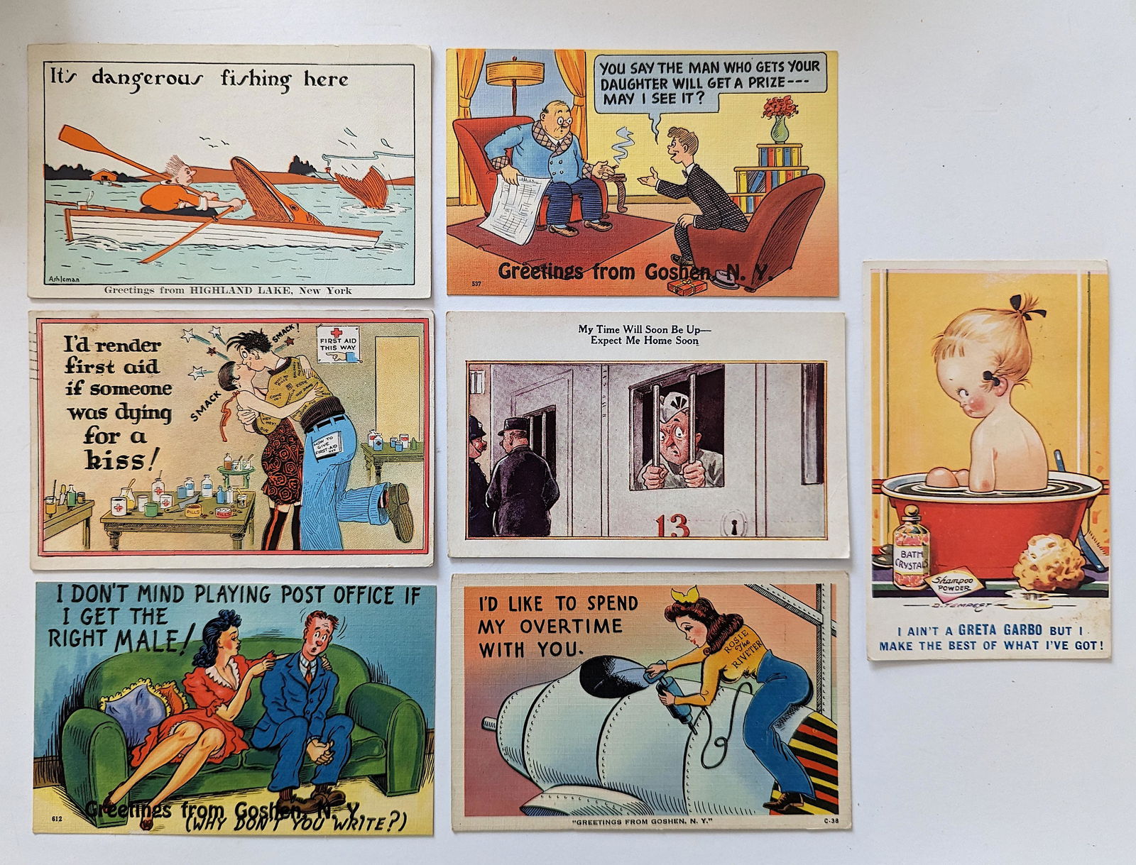 Vintage Group Set 7 American Illustration Postcards (1 of 2)