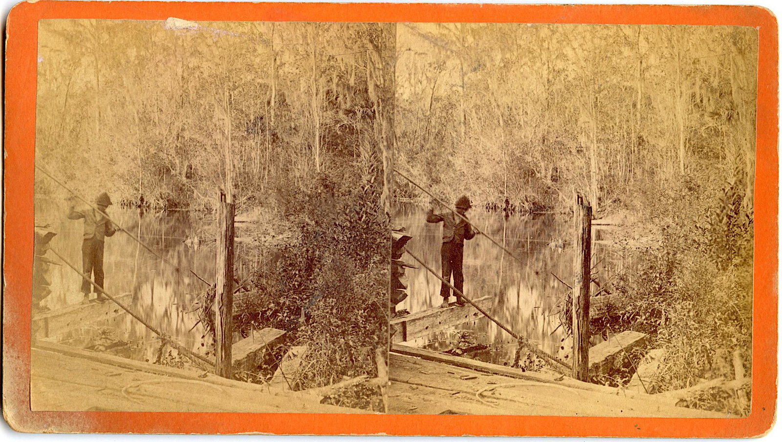 Antique Real Photo Stereoview Oclawaha, Florida: This stereoviews is original from the epoch . The stereoviews we are offering come mainly from collectors in the U.S.A. and constitute wonderful testimonies of past time that tend to be unique. They h