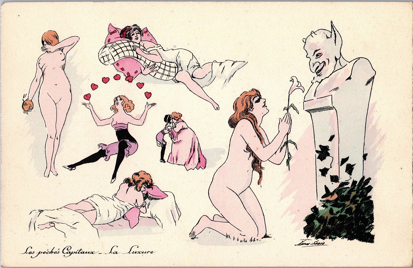 Antique Vintage Rare Postcard Xavier Sager Erotic: The dimensions of an antique/vintage postcard are Approx. 5.5"x 3.5" (small variances can occur). ABOUT SHIPPING: This lot is located in Boca Raton, Fl and its shipment will be made directly by Arteli