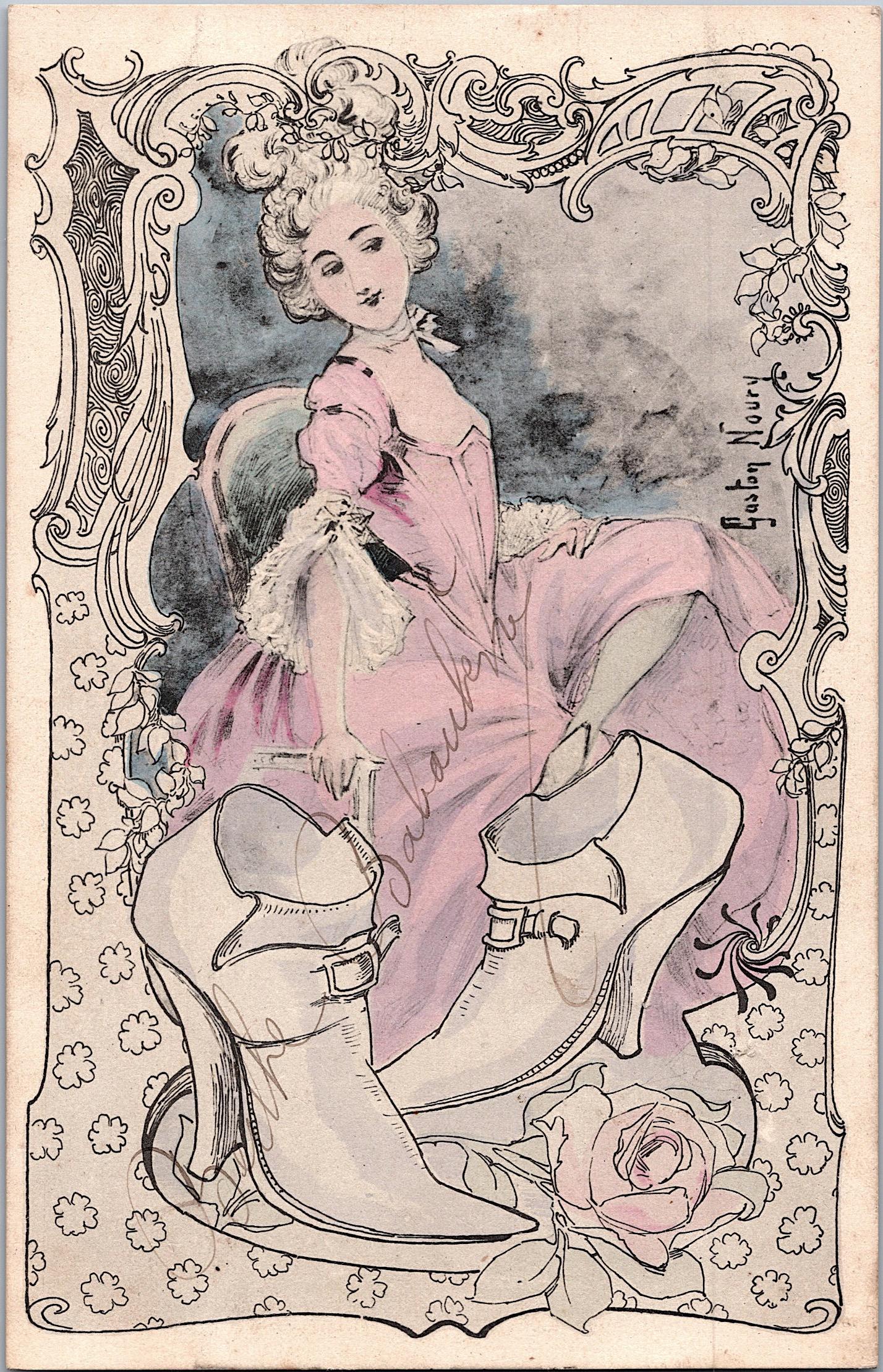 Antique Vintage Rare Postcard Nouveau Gaston Noury: The dimensions of an antique/vintage postcard are Approx. 5.5"x 3.5" (small variances can occur). ABOUT SHIPPING: This lot is located in Boca Raton, Fl and its shipment will be made directly by Arteli