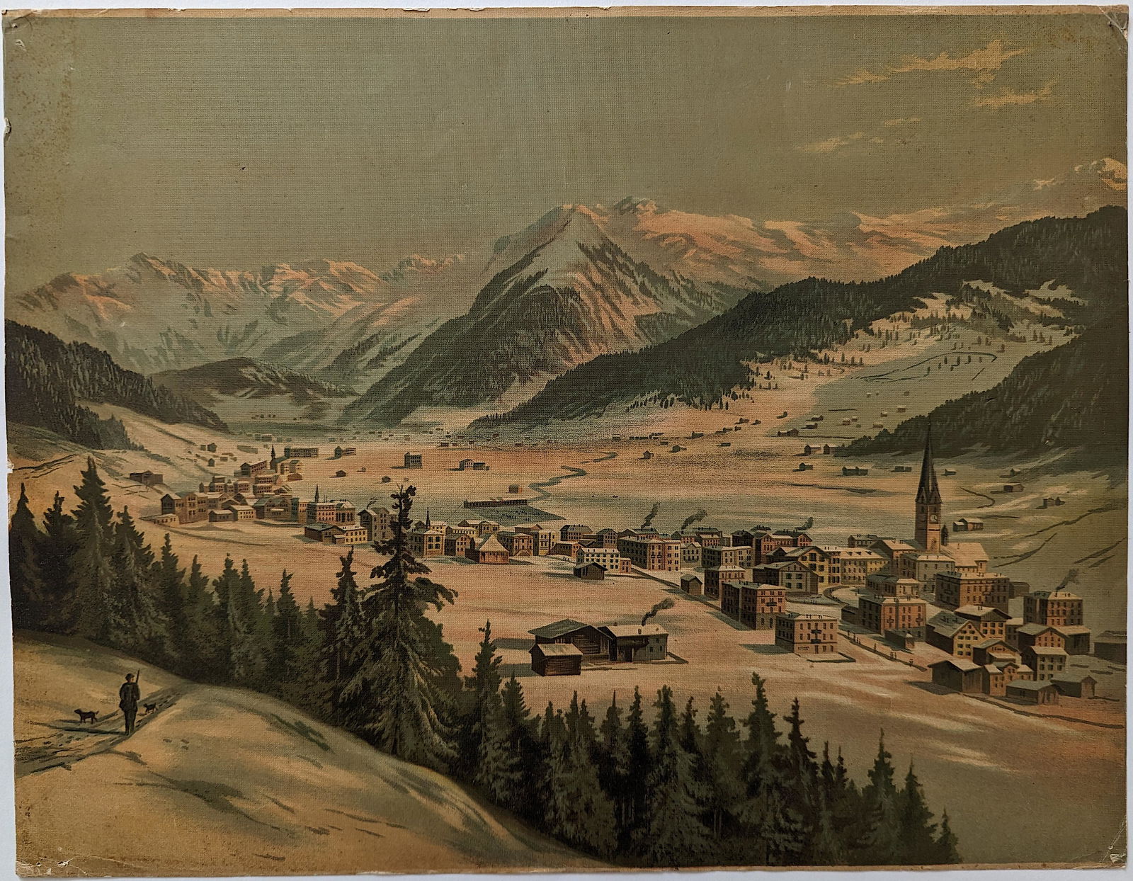 Antique Lithograph Mountain View Switzerland (1 of 2)