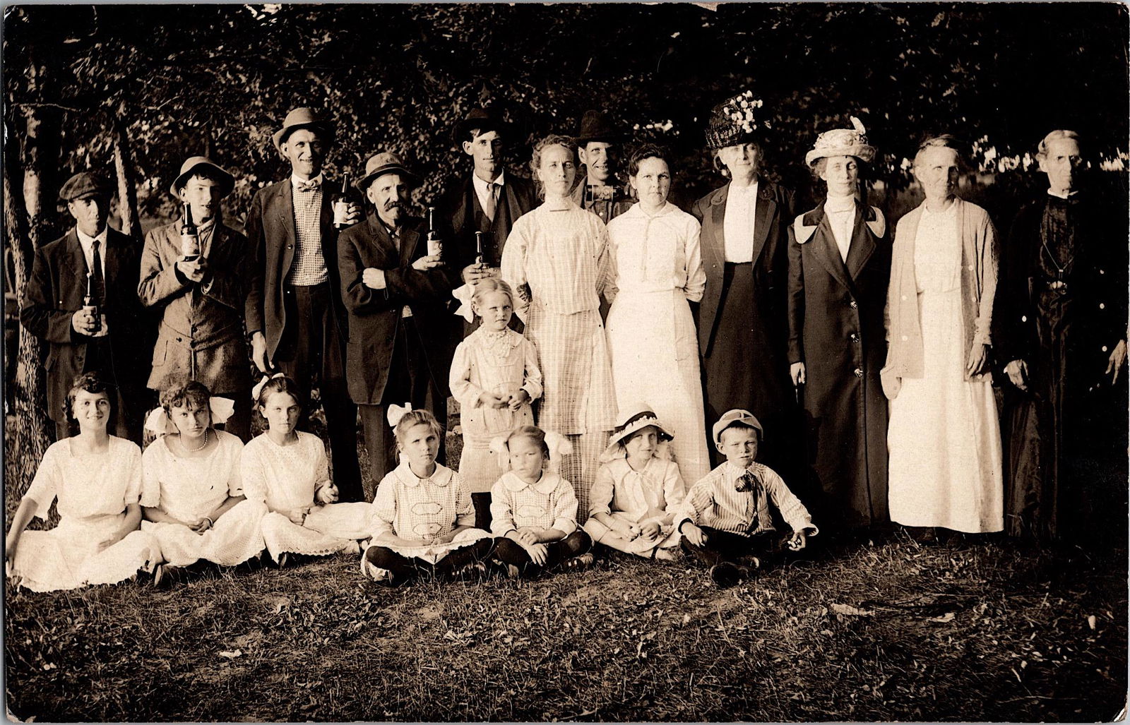 Antique Real Photo Postcard Family Portrait Beer (1 of 2)