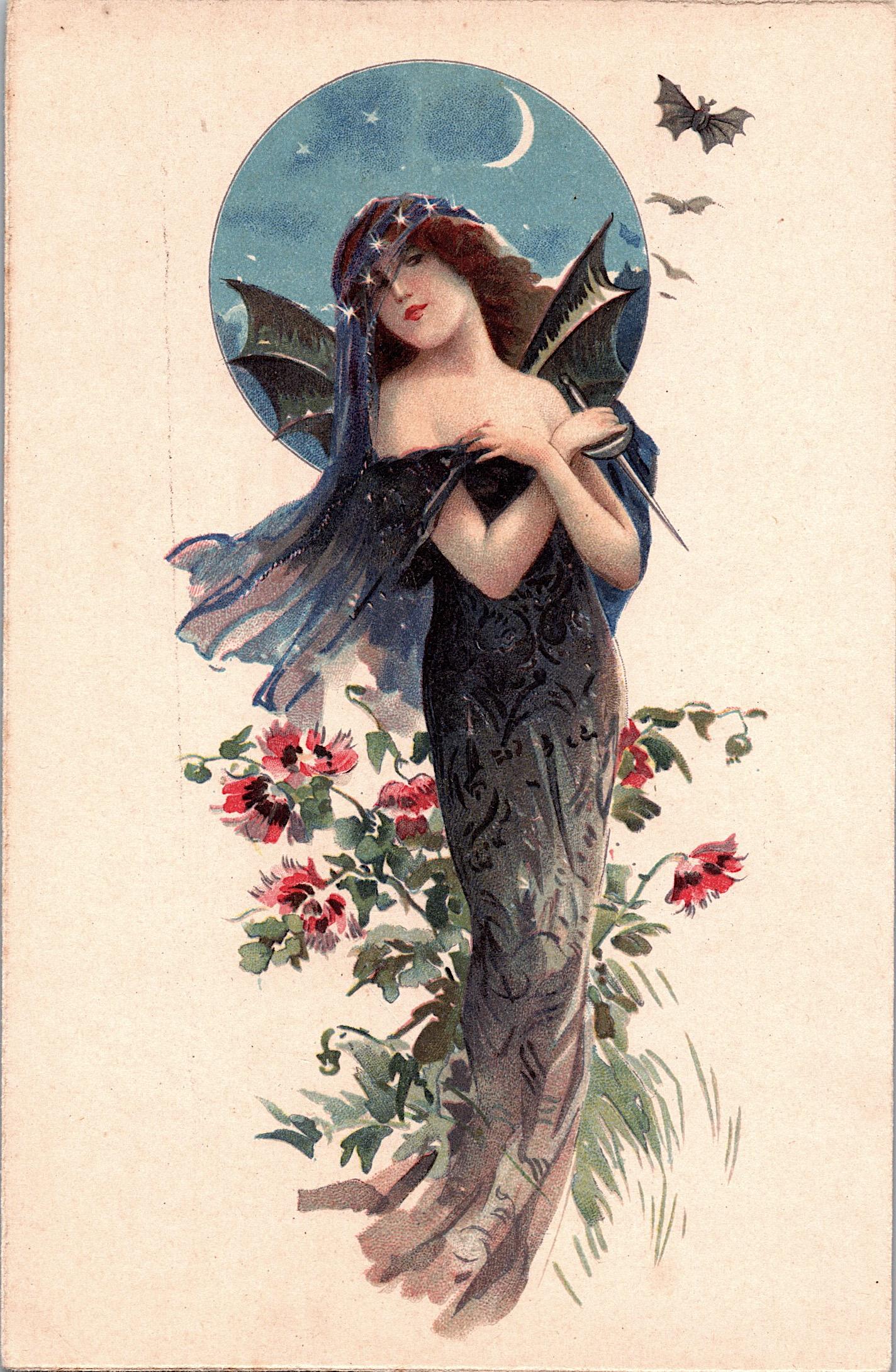 Antique Rare Postcard Halloween Art Nouveau (1 of 2)