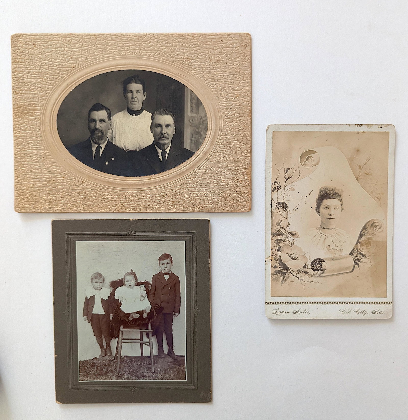 Antique Set 3 American Cabinet Photos Portraits: The provenance of this lot is from the estate of a Professional American photographer and collector in LA, CA. This lot is located in Boca Raton, Fl and its shipment will be made directly by Arteliste