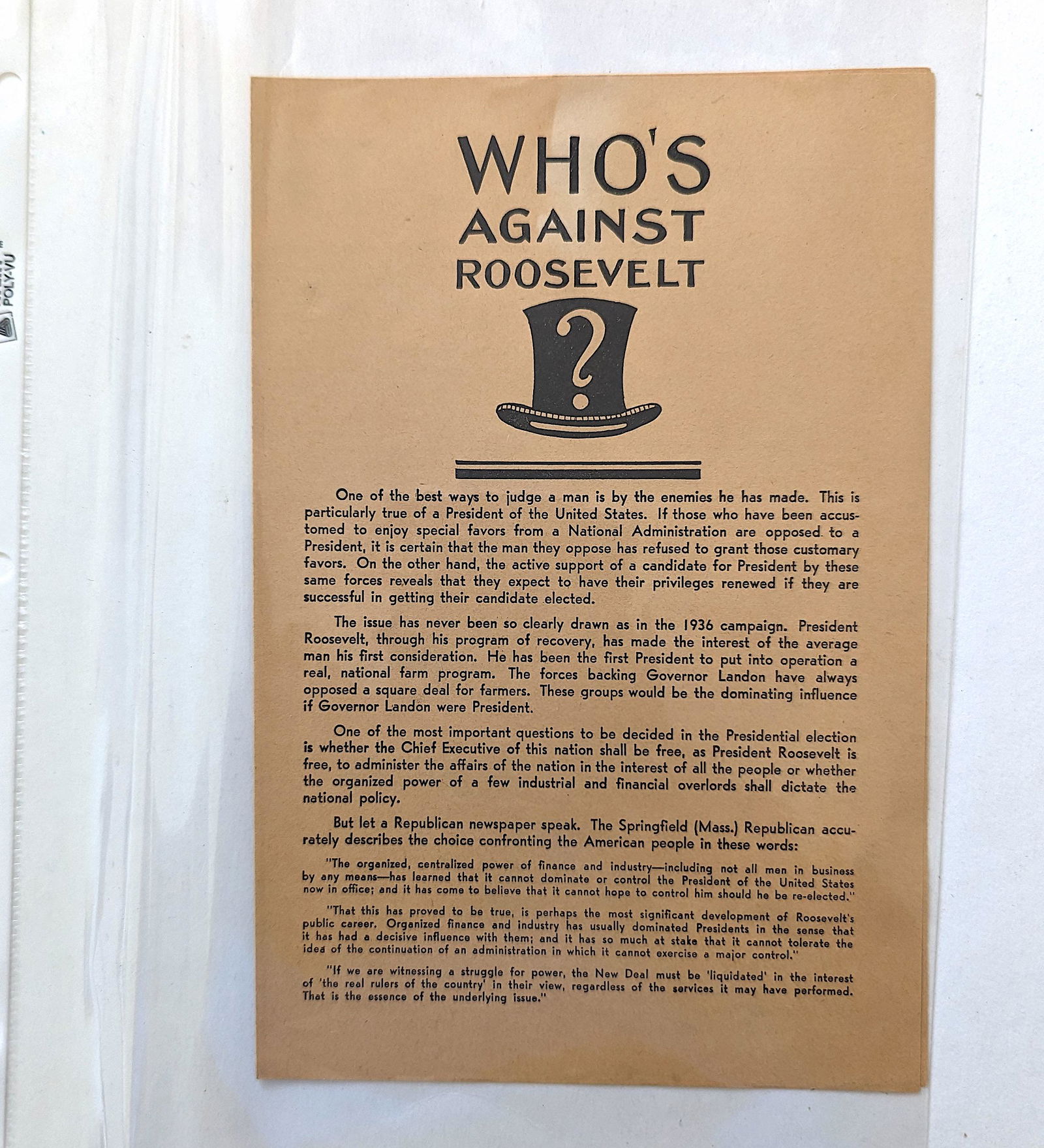 Vintage Original US Ephemera ROOSEVELT Era (1 of 2)