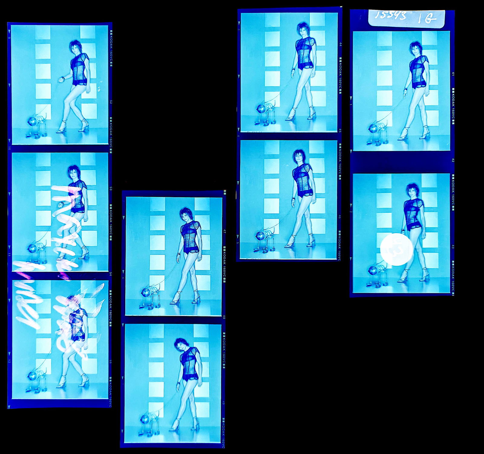 Set Pin Up Negatives Professional Photographer / Model: The films offered in this sale include photographies by Jim Malucci, Nino Munoz and Nouveau between others. The dimensions of each negative is Approx. 3" x 2.5".The provenance of this lot is from the