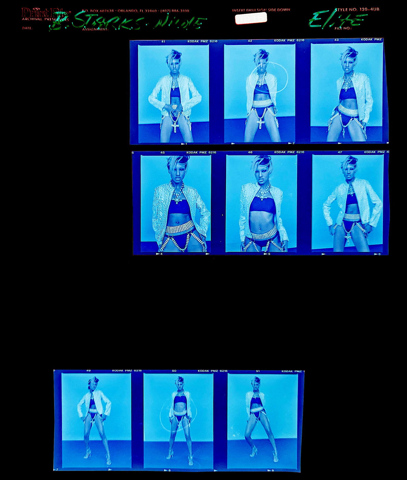 Set Pin Up Negatives Professional Photographer / Model: The films offered in this sale include photographies by Jim Malucci, Nino Munoz and Nouveau between others. The dimensions of each negative is Approx. 3" x 2.5".The provenance of this lot is from the