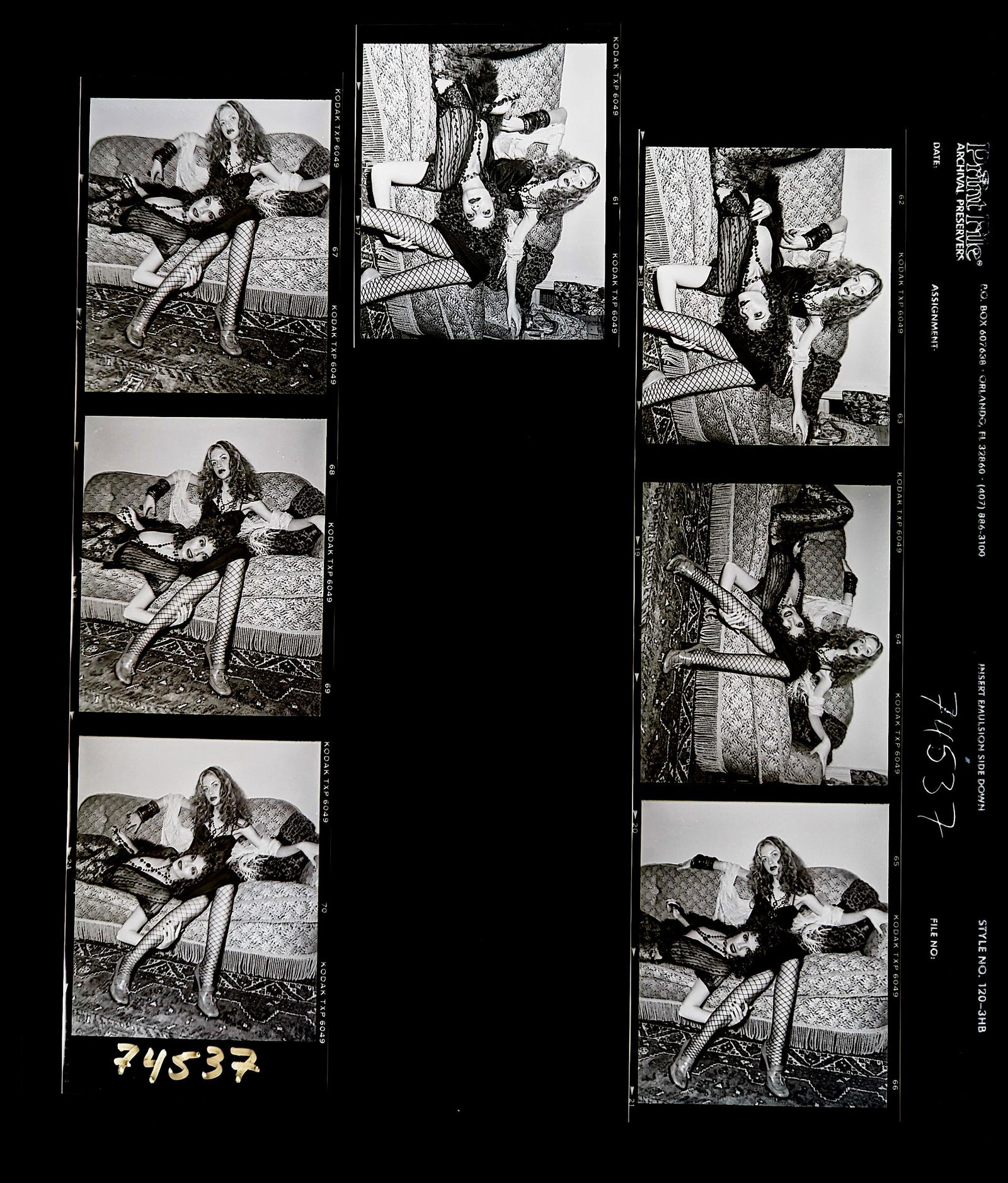 Set Pin Up Negatives Professional Photographer / Model: The films offered in this sale include photographies by Jim Malucci, Nino Munoz and Nouveau between others. The dimensions of each negative is Approx. 3" x 2.5".The provenance of this lot is from the