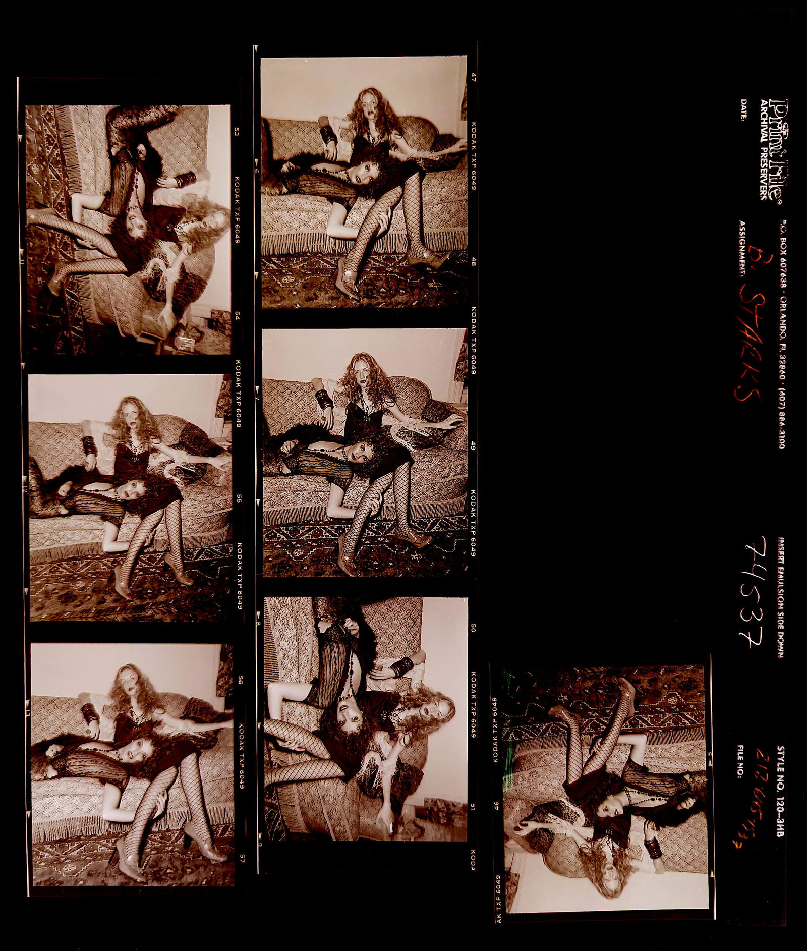 Set Pin Up Negatives Professional Photographer / Model: The films offered in this sale include photographies by Jim Malucci, Nino Munoz and Nouveau between others. The dimensions of each negative is Approx. 3" x 2.5".The provenance of this lot is from the