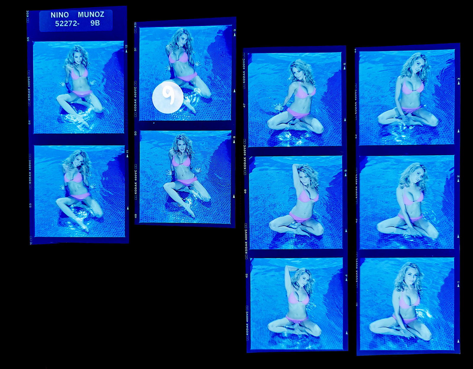 Set Pin Up Negatives Professional Photographer / Model: The films offered in this sale include photographies by Jim Malucci, Nino Munoz and Nouveau between others. The dimensions of each negative is Approx. 3" x 2.5".The provenance of this lot is from the