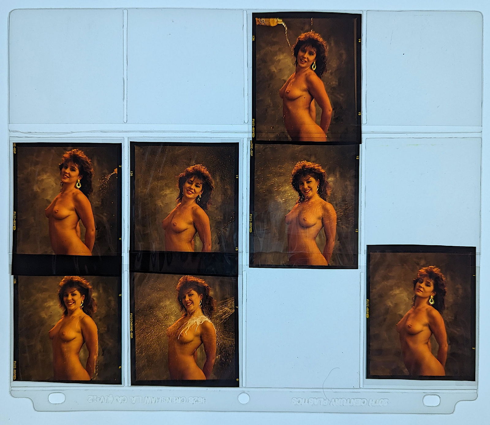 Set Pin Up Positives Professional Photographer / Model: The films offered in this sale include photographies by Jim Malucci, Nino Munoz and Nouveau between others. The dimensions of each negative is Approx. 3" x 2.5".The provenance of this lot is from the