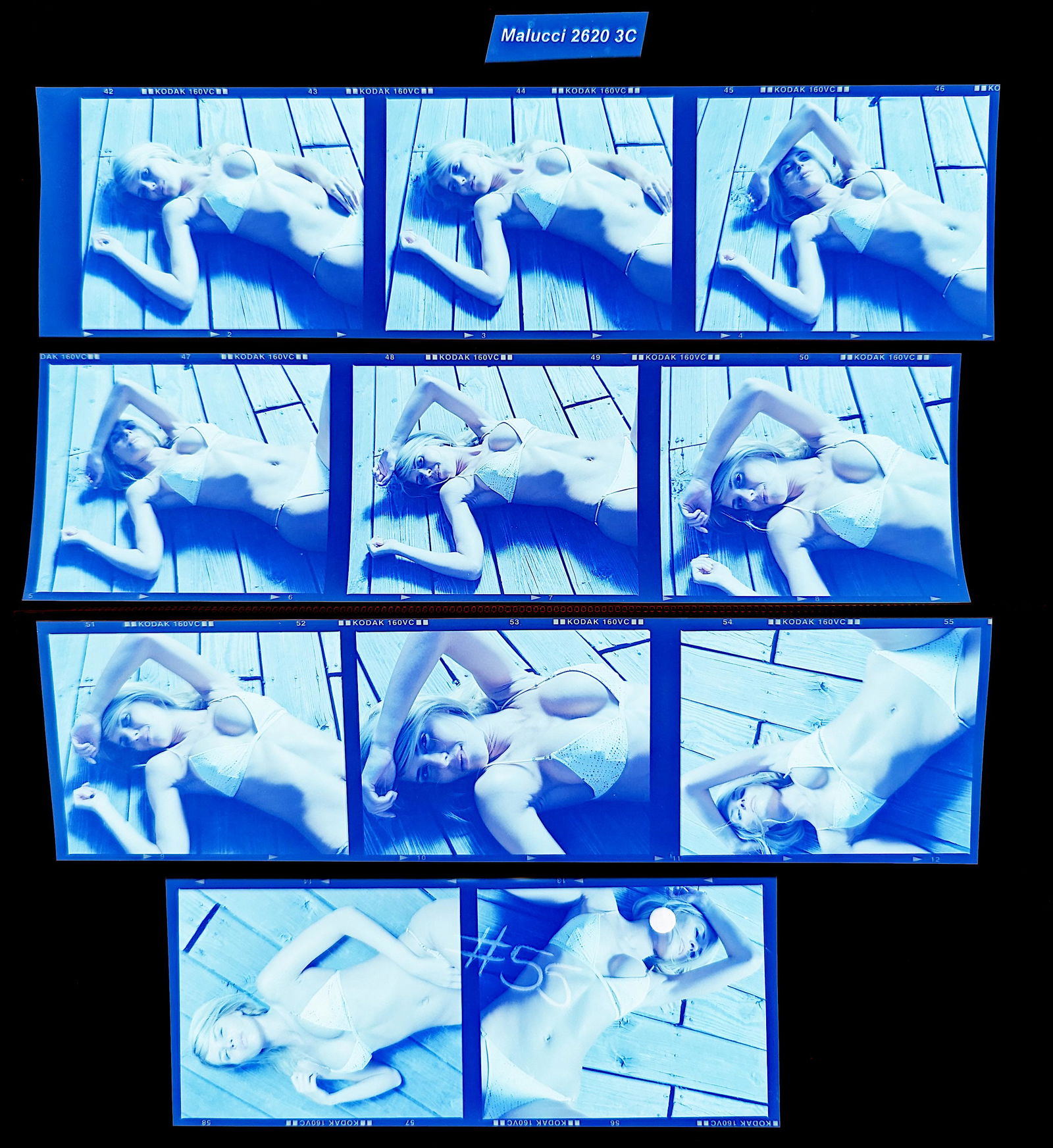 Set Pin Up Negatives Professional Photographer / Model: The films offered in this sale include photographies by Jim Malucci, Nino Munoz and Nouveau between others. The dimensions of each negative is Approx. 3" x 2.5".The provenance of this lot is from the
