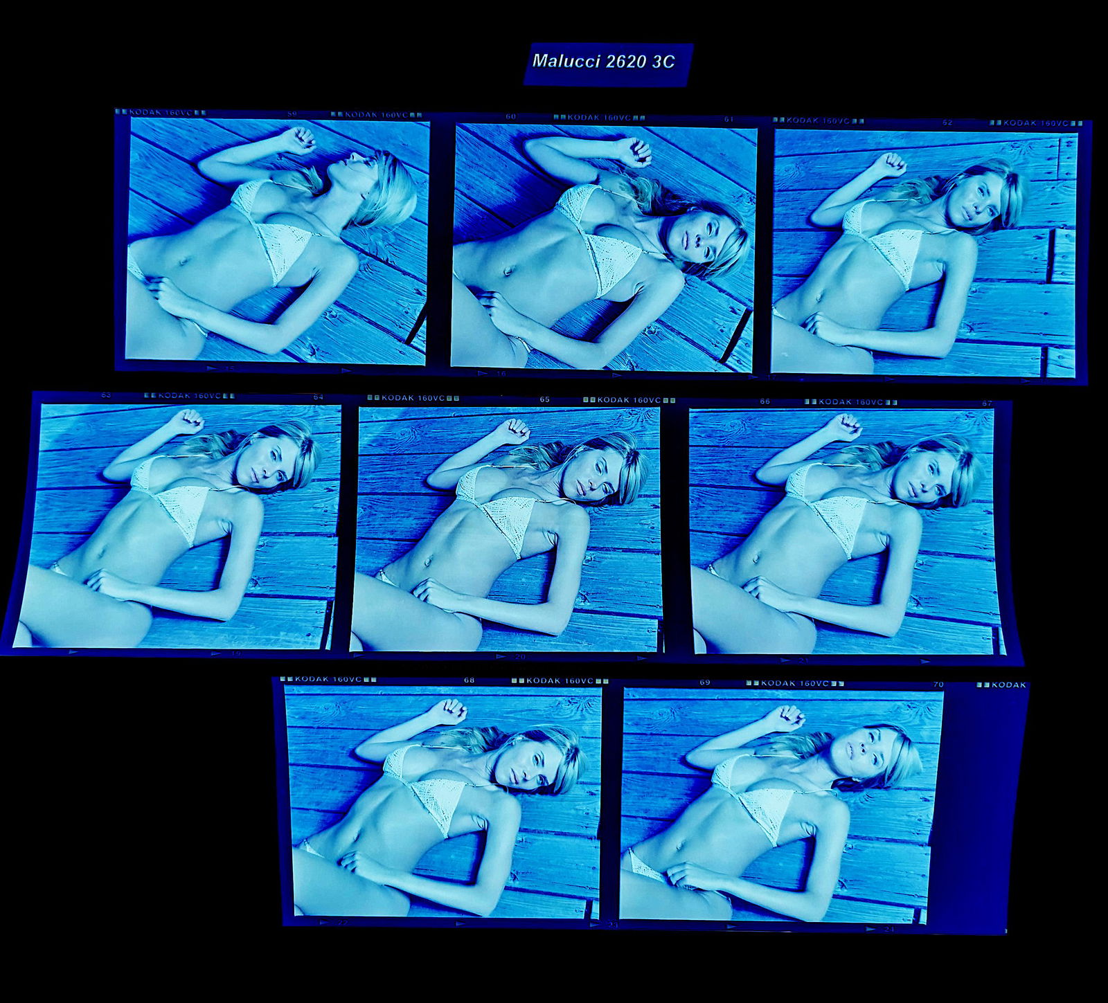 Set Pin Up Negatives Professional Photographer / Model: The films offered in this sale include photographies by Jim Malucci, Nino Munoz and Nouveau between others. The dimensions of each negative is Approx. 3" x 2.5".The provenance of this lot is from the