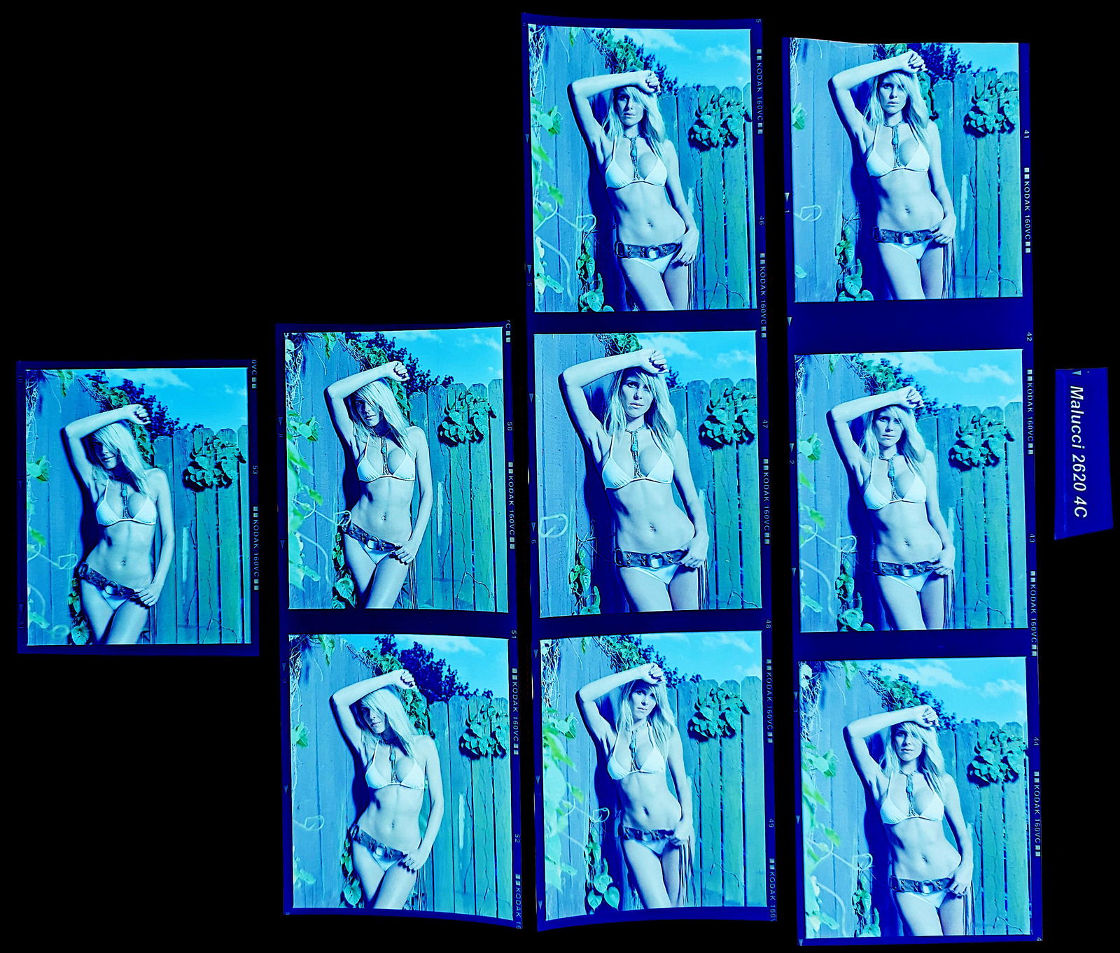 Set Pin Up Negatives Professional Photographer / Model: The films offered in this sale include photographies by Jim Malucci, Nino Munoz and Nouveau between others. The dimensions of each negative is Approx. 3" x 2.5".The provenance of this lot is from the
