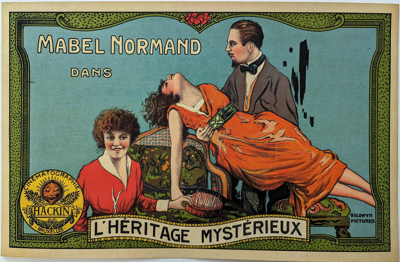 Rare Cabinet Cinema Poster Cinematographie HACKIN, 1920s (1 of 2)