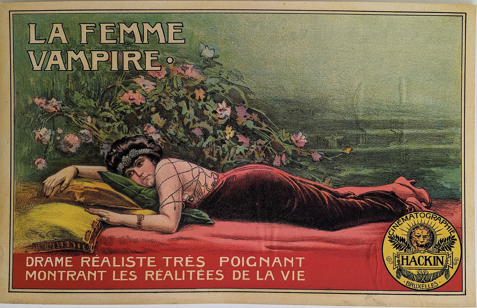 Rare Cabinet Cinema Poster Cinematographie HACKIN, 1920s (1 of 2)