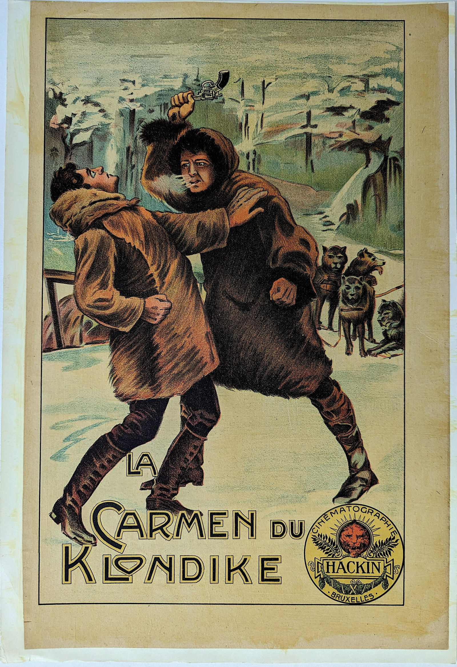 Rare Cabinet Cinema Poster Cinematographie HACKIN, 1920s (1 of 2)