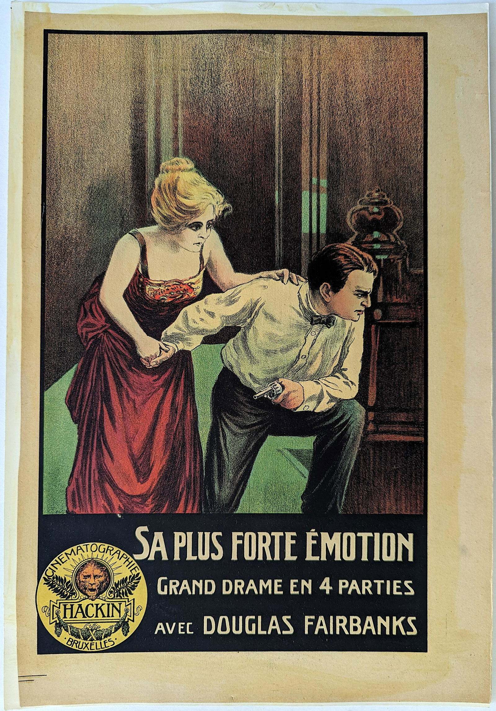 Rare Cabinet Cinema Poster Cinematographie HACKIN, 1920s (1 of 2)