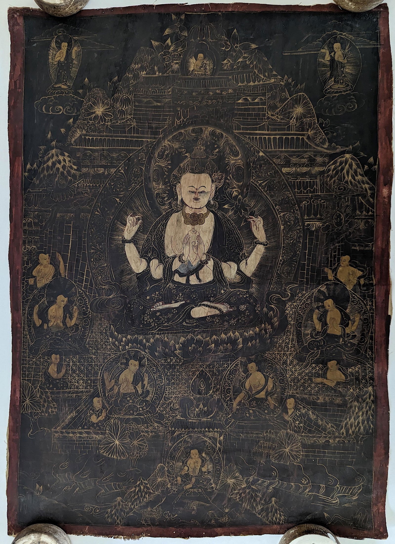 Rare Tibetan Buddhist Thangka Painting on Canvas (1 of 2)