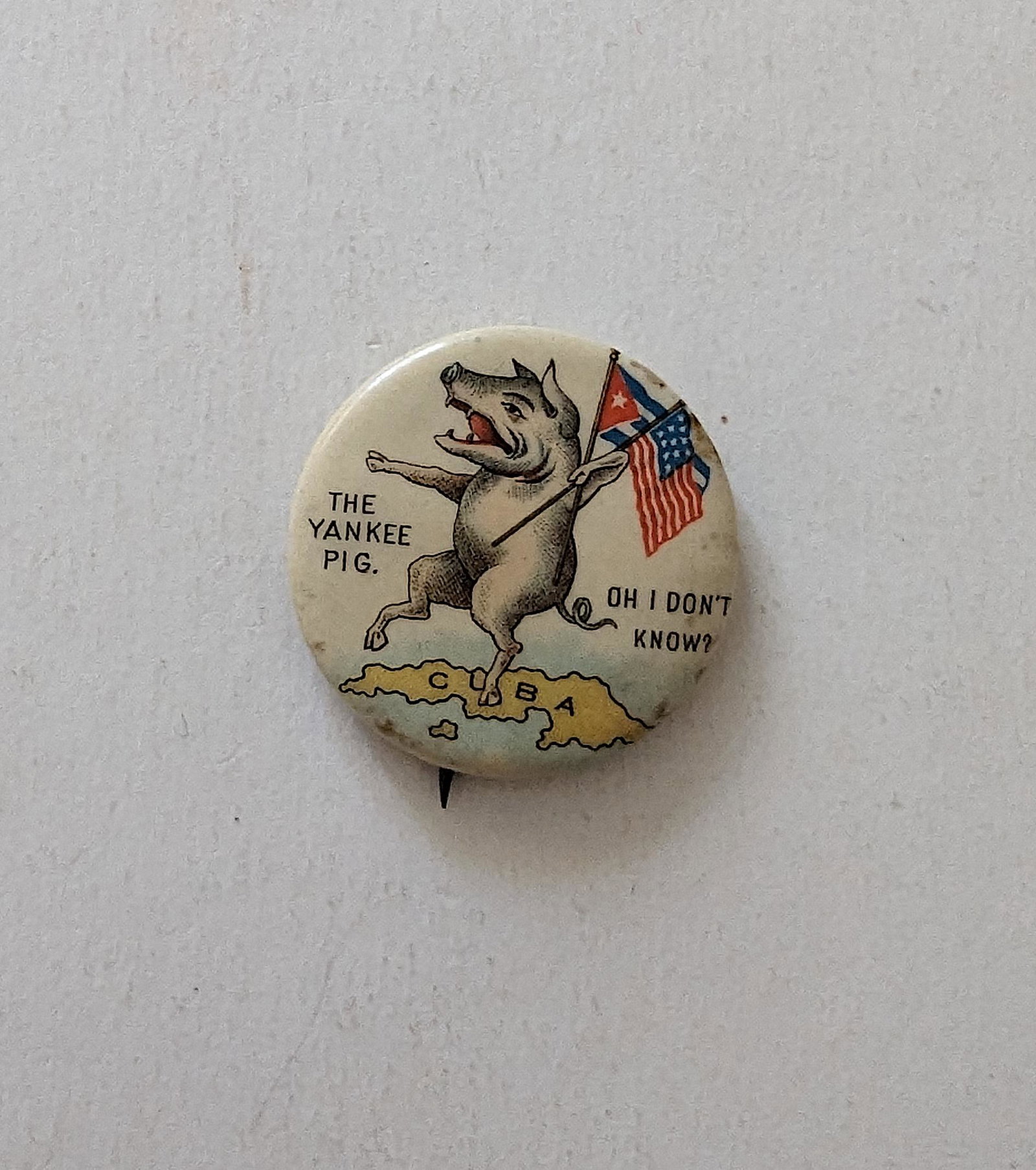Rare 1898 Pin Button Spanish American War Pig Cartoon: We have included quality images to show their condition. This lot is located in Boca Raton, Fl and its shipment will be made directly by Artelisted. Shipping insurance is the responsibility of the buy