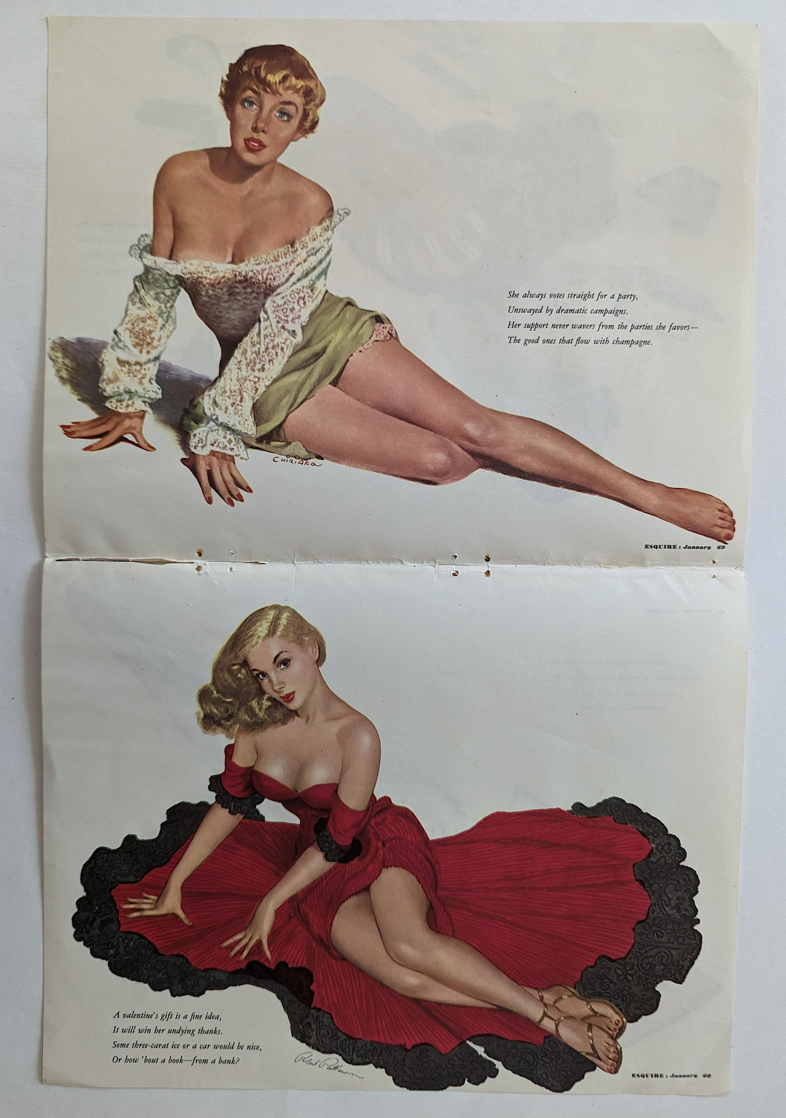 Set with 2 double Sided Pages PIN UP by ESQUIRE, 1950s (1 of 2)