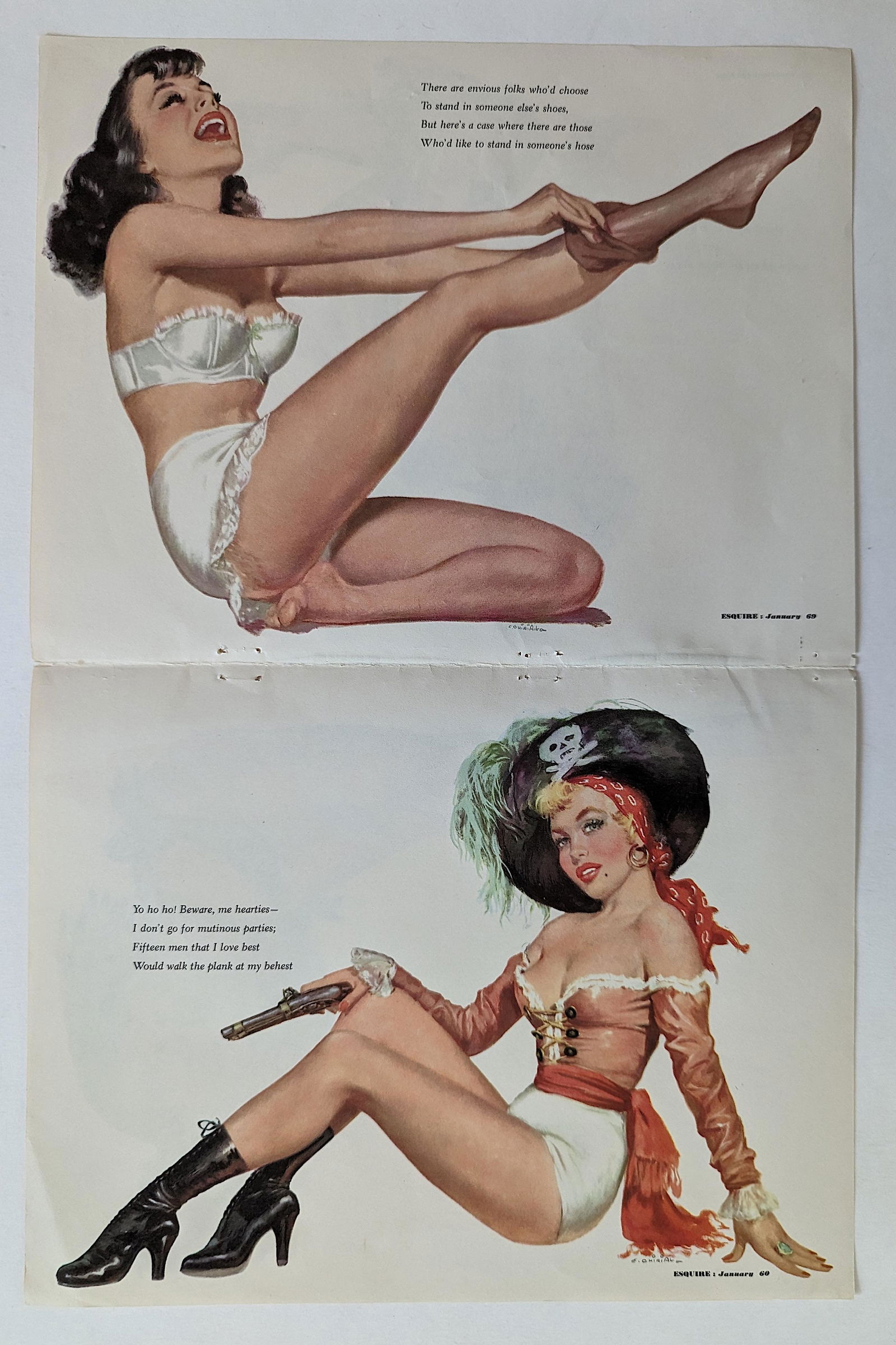 Set with 2 double Sided Pages PIN UP by ESQUIRE, 1950s (1 of 2)