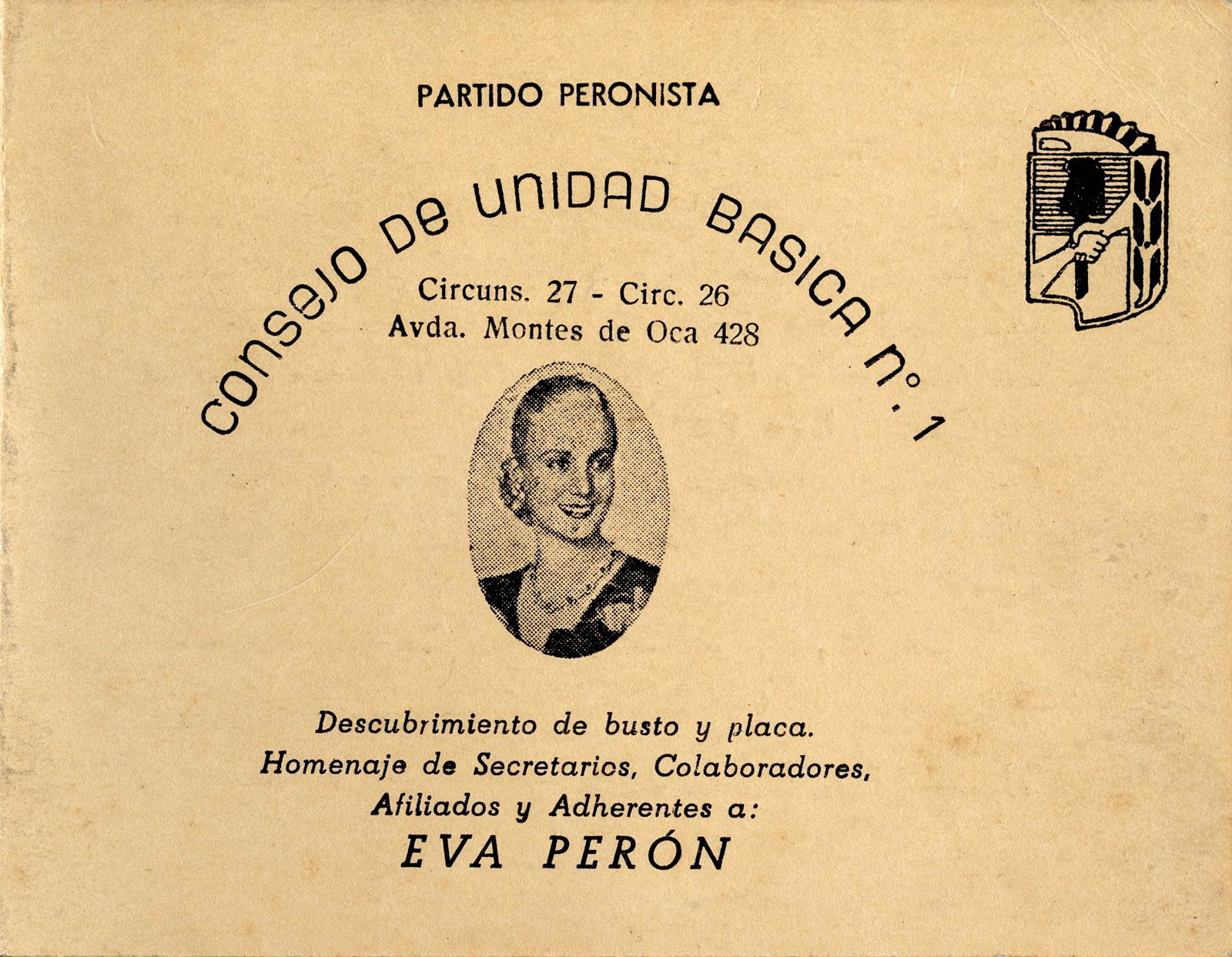 Rare Ephemera Partido Peronista EVA PERON Argentina: We have included quality images to show their condition. This lot is located in Boca Raton, Fl and its shipment will be made directly by Artelisted. Shipping insurance is the responsibility of the buy