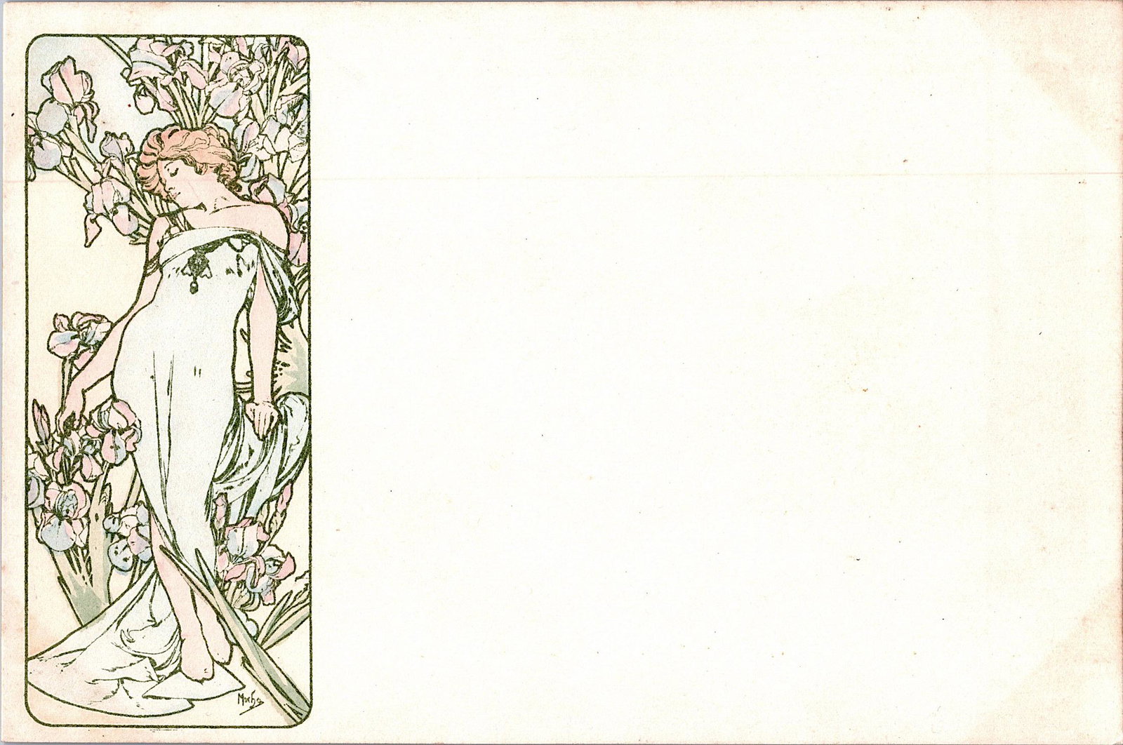 Antique Postcard Art Nouveau MUCHA: The dimensions of an antique/vintage postcard are Approx. 5.5"x 3.5" (small variances can occur). ABOUT SHIPPING: This lot is located in Boca Raton, Fl and its shipment will be made directly by Arteli