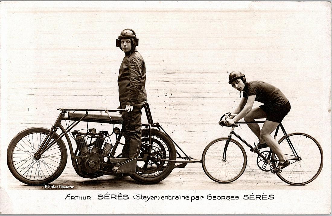 Antique Rare Photo Postcard Cyclist Racing Speed (1 of 2)