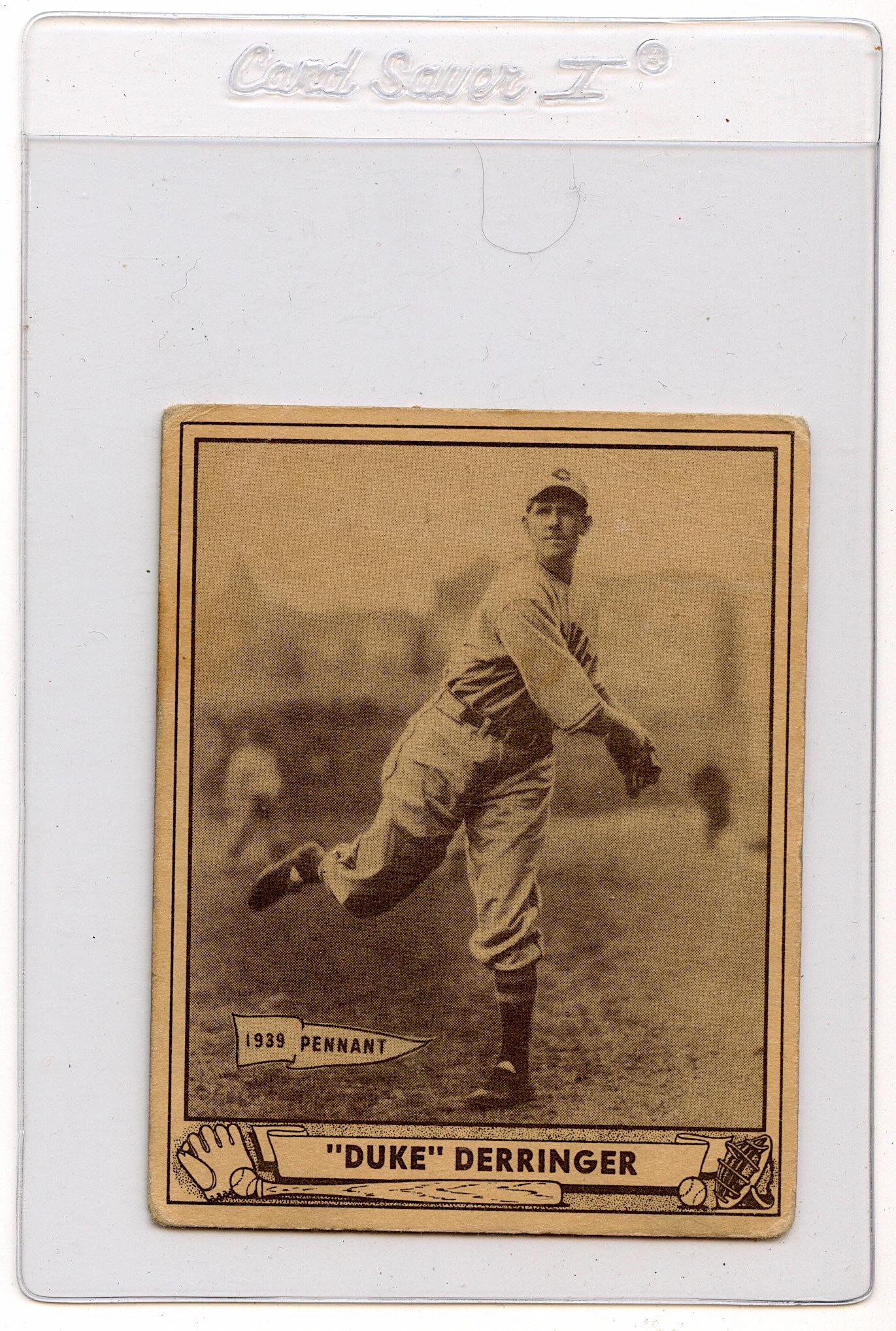 Vintage Baseball Card DUKE DERRINGER, Gum Inc., 1940: We have included quality images to show their condition. Provenance from a deceased collector in OH. This lot is located in Boca Raton, Fl and its shipment will be made directly by Artelisted. Shippin