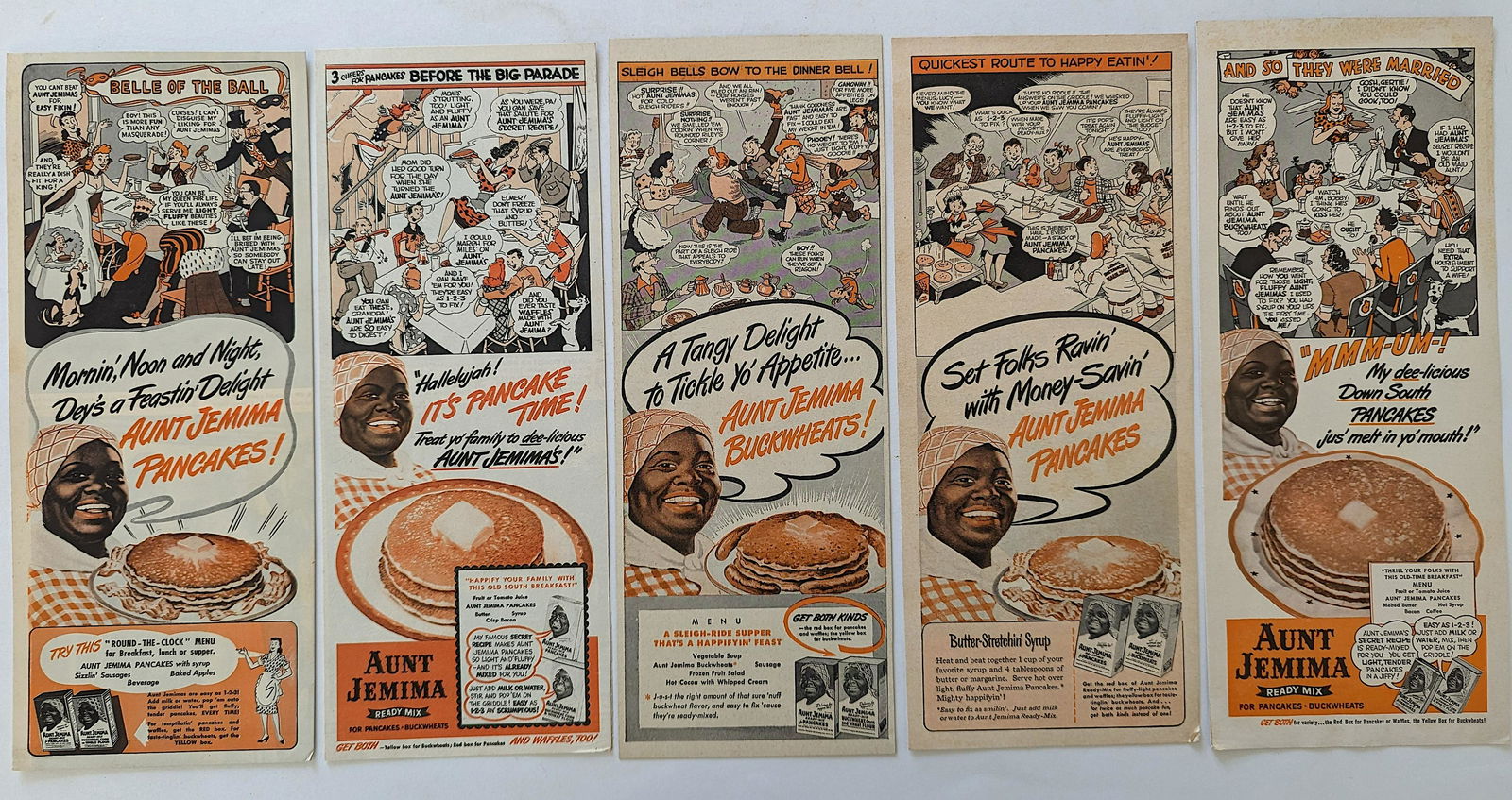 Vintage Set 5 Engravings Advertising AUNT JEMIMA: We have included quality images to show their condition. The dimensions are Approx. 13.75" x 3.25" (each). This lot is located in Boca Raton, Fl and its shipment will be made directly by Artelisted. S