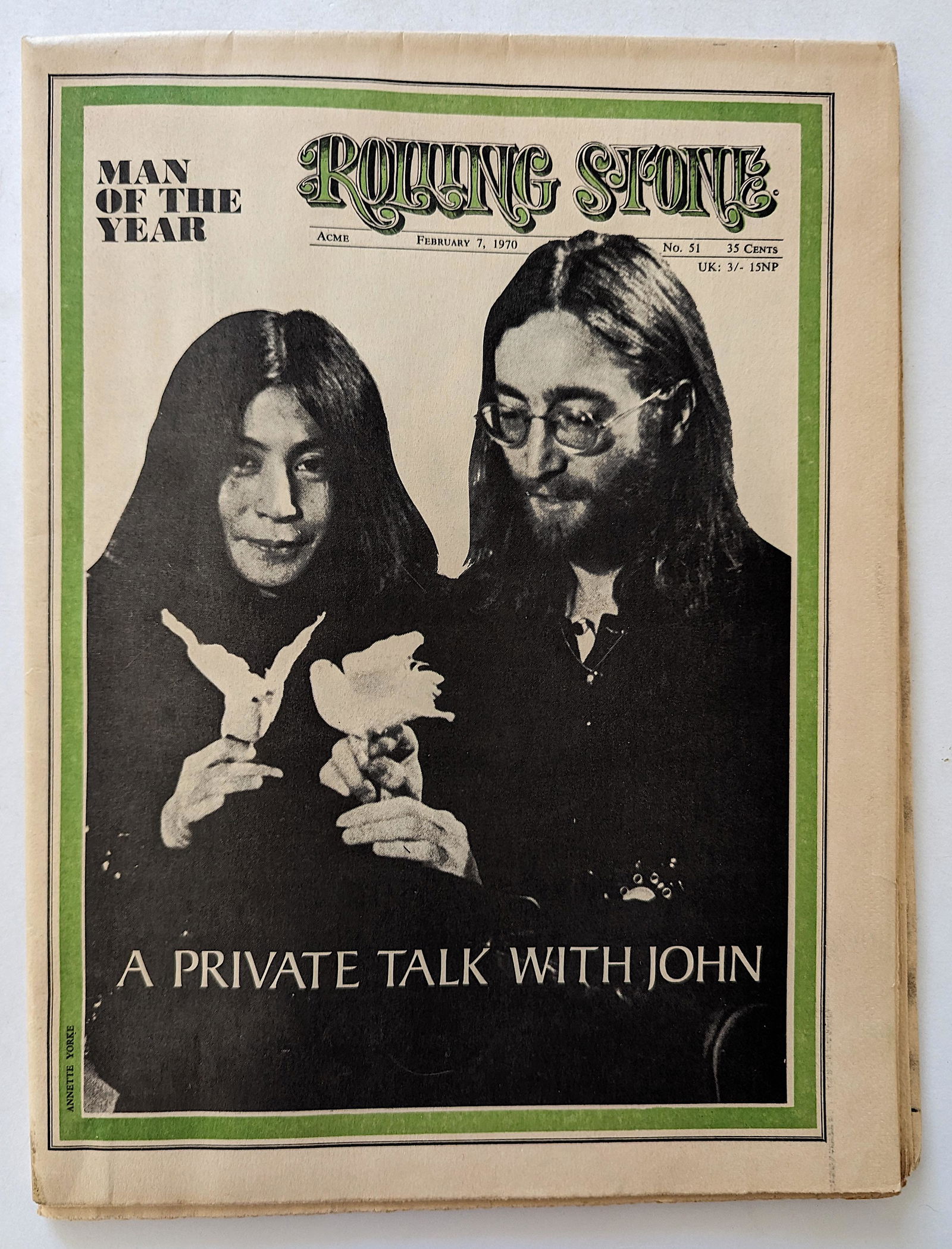 Vintage ROLLING STONE Magazine Feb. 7, 1970 JOHN LENNON (1 of 4)