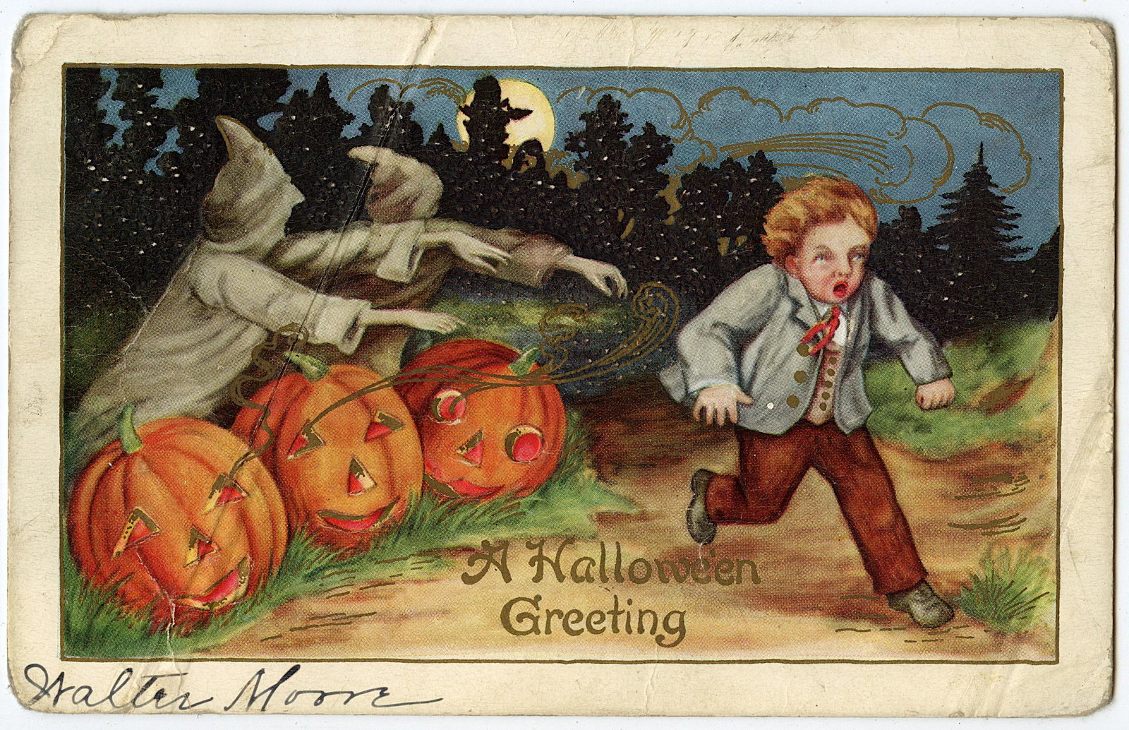 Antique Vintage Rare Postcard Halloween: The dimensions of an antique/vintage postcard are Approx. 5.5"x 3.5" (small variances can occur). ABOUT SHIPPING: This lot is located in Boca Raton, Fl and its shipment will be made directly by Arteli