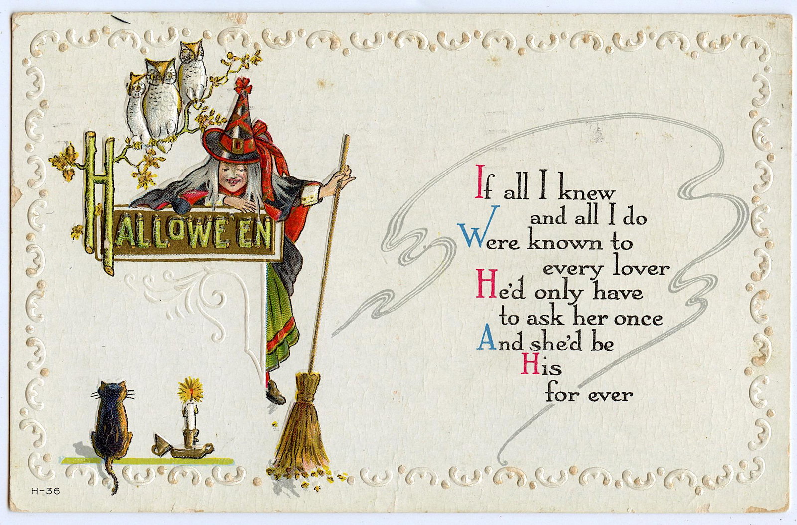Antique Vintage Rare Postcard Halloween: The dimensions of an antique/vintage postcard are Approx. 5.5"x 3.5" (small variances can occur). ABOUT SHIPPING: This lot is located in Boca Raton, Fl and its shipment will be made directly by Arteli