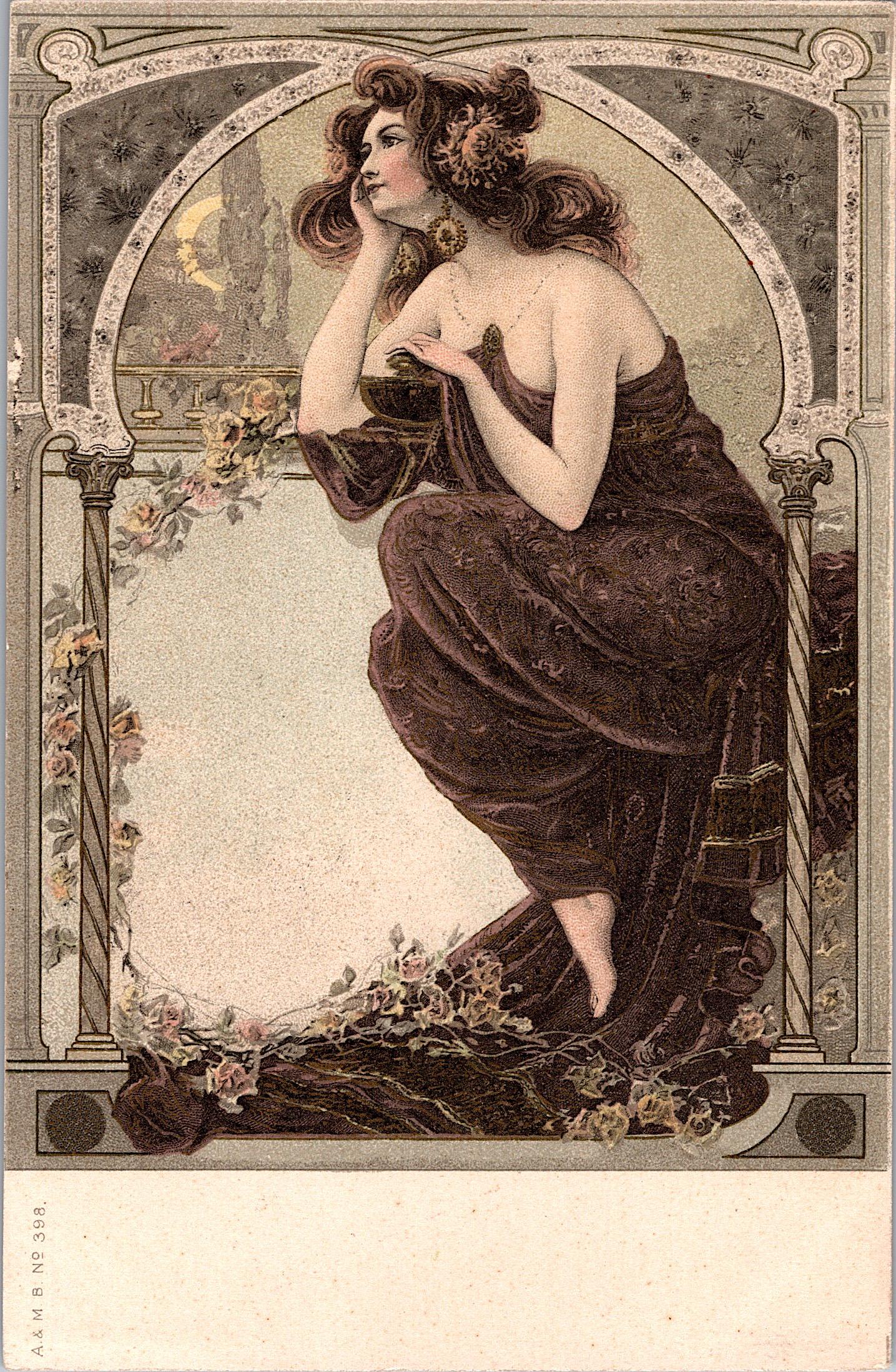 Antique Vintage Rare Postcard French Art Nouveau: The dimensions of an antique/vintage postcard are Approx. 5.5"x 3.5" (small variances can occur). ABOUT SHIPPING: This lot is located in Boca Raton, Fl and its shipment will be made directly by Arteli