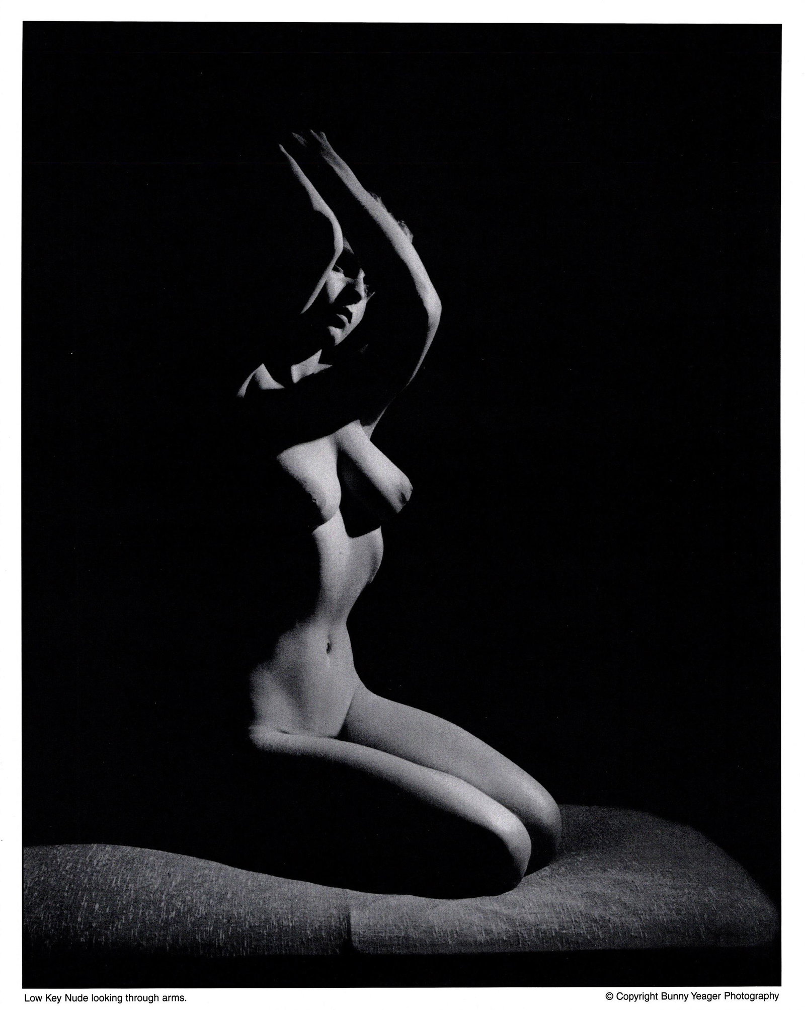 BUNNY YEAGER Original Litho. Pin Up Model Low Key Nude: This lot is coming from Bunny Yeager's estate/archives. Linnea Eleanor "Bunny" Yeager (March 13, 1929 - May 24, 2014) was an American photographer and pin-up model. She met Bettie Page in 1954, and to