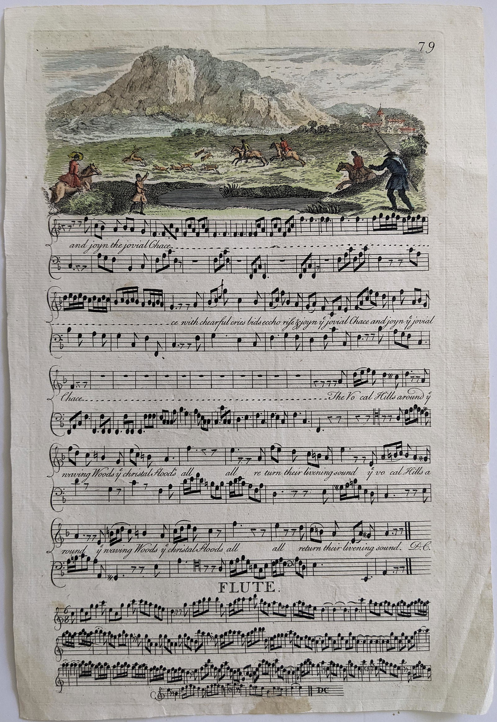 Antique Scarce English Colored Musical Engravings Ca. 1720s: Provenance from an important collector in GA. The paper dimensions are Approx. 13.5" x 9.25". The shipment will be made directly by Artelisted. Please, consider that packing fine art will probably tak