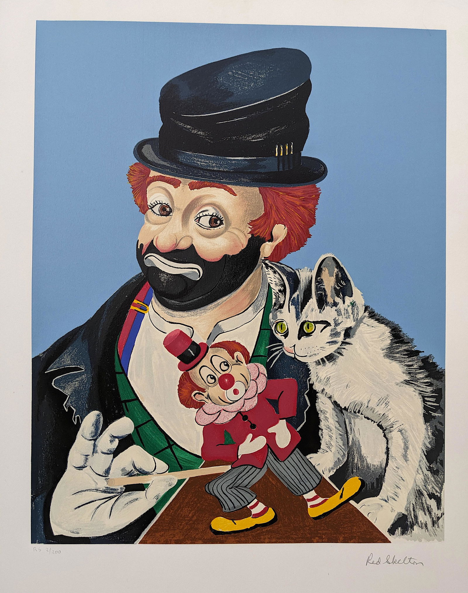 Red Skelton Drawing On Linen Clown America