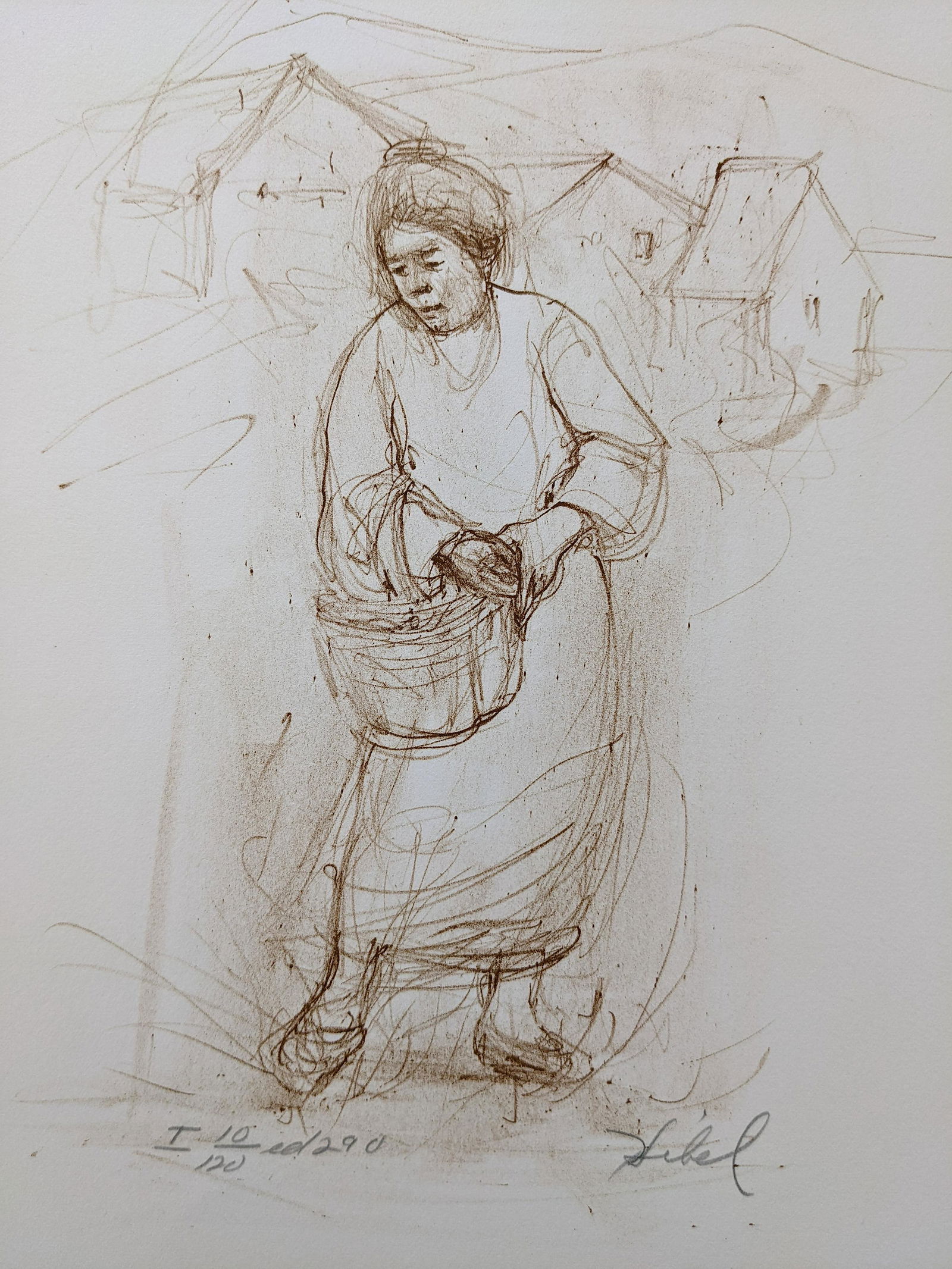 Original Stone Lithograph By Edna Hibel, Hand Signed (1 of 3)