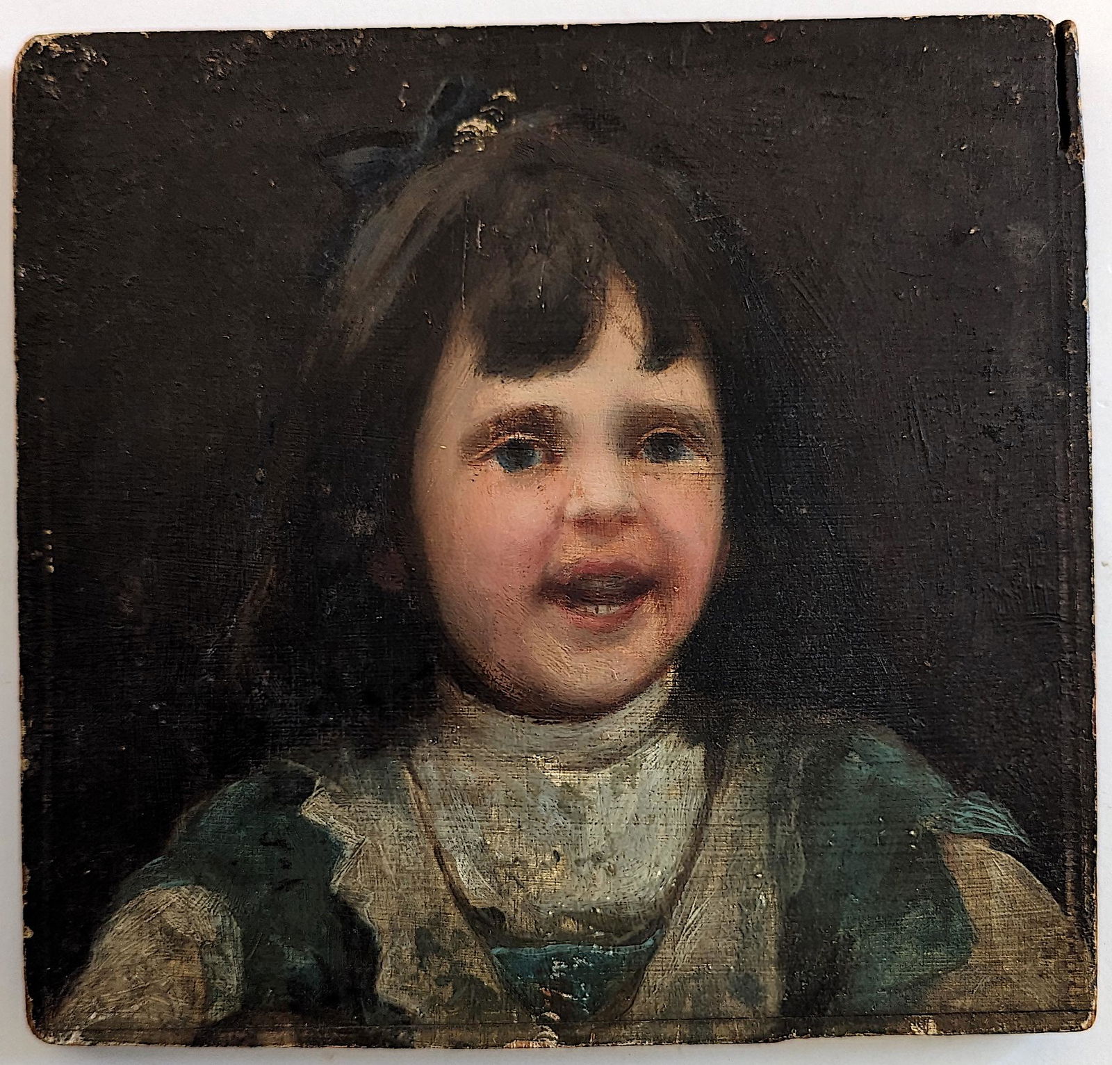 Early Oil on Wood American School with Girl Portrait (1 of 2)