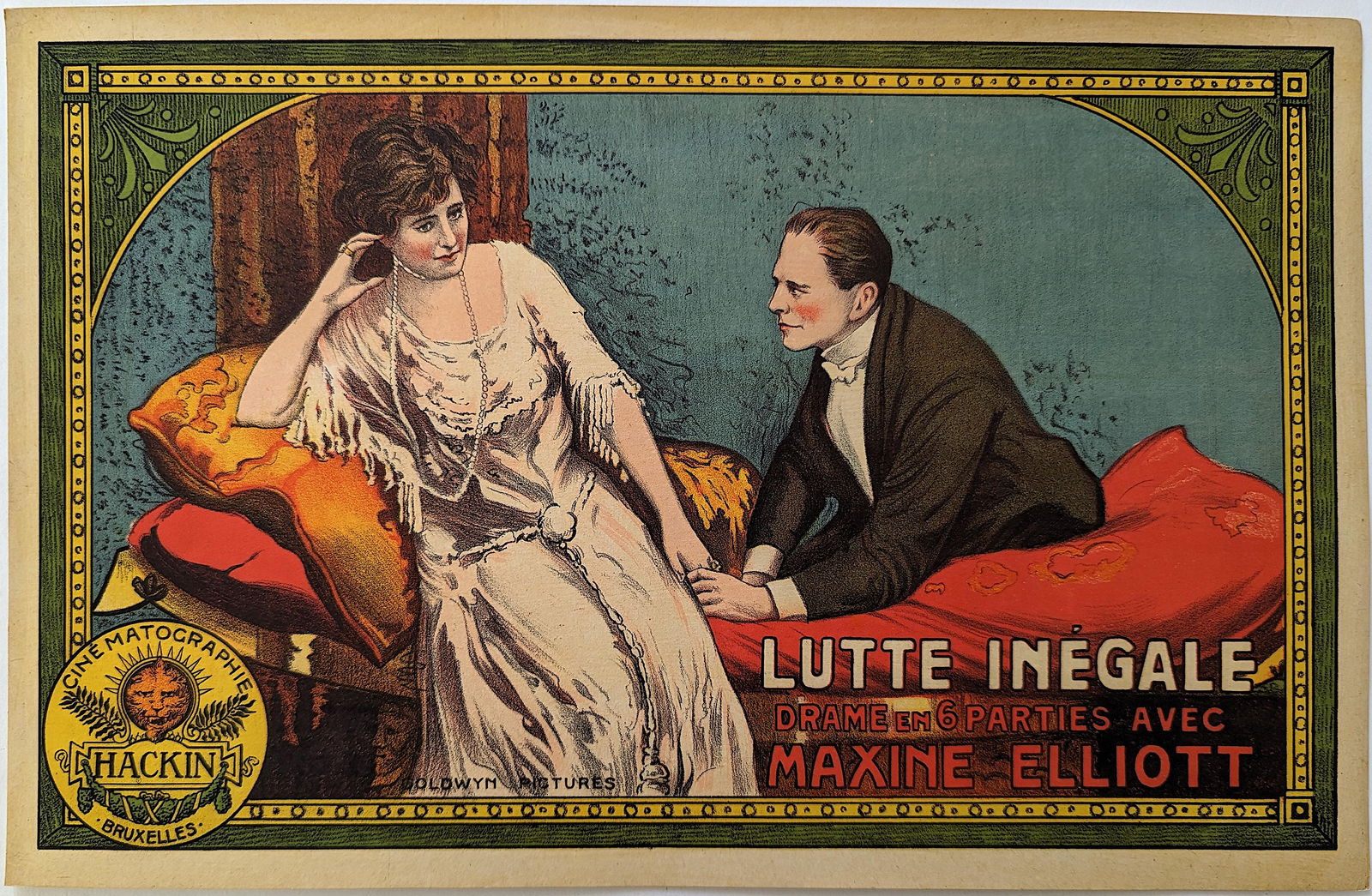 Rare Cabinet Cinema Poster Cinematographie HACKIN, 1920s (1 of 2)