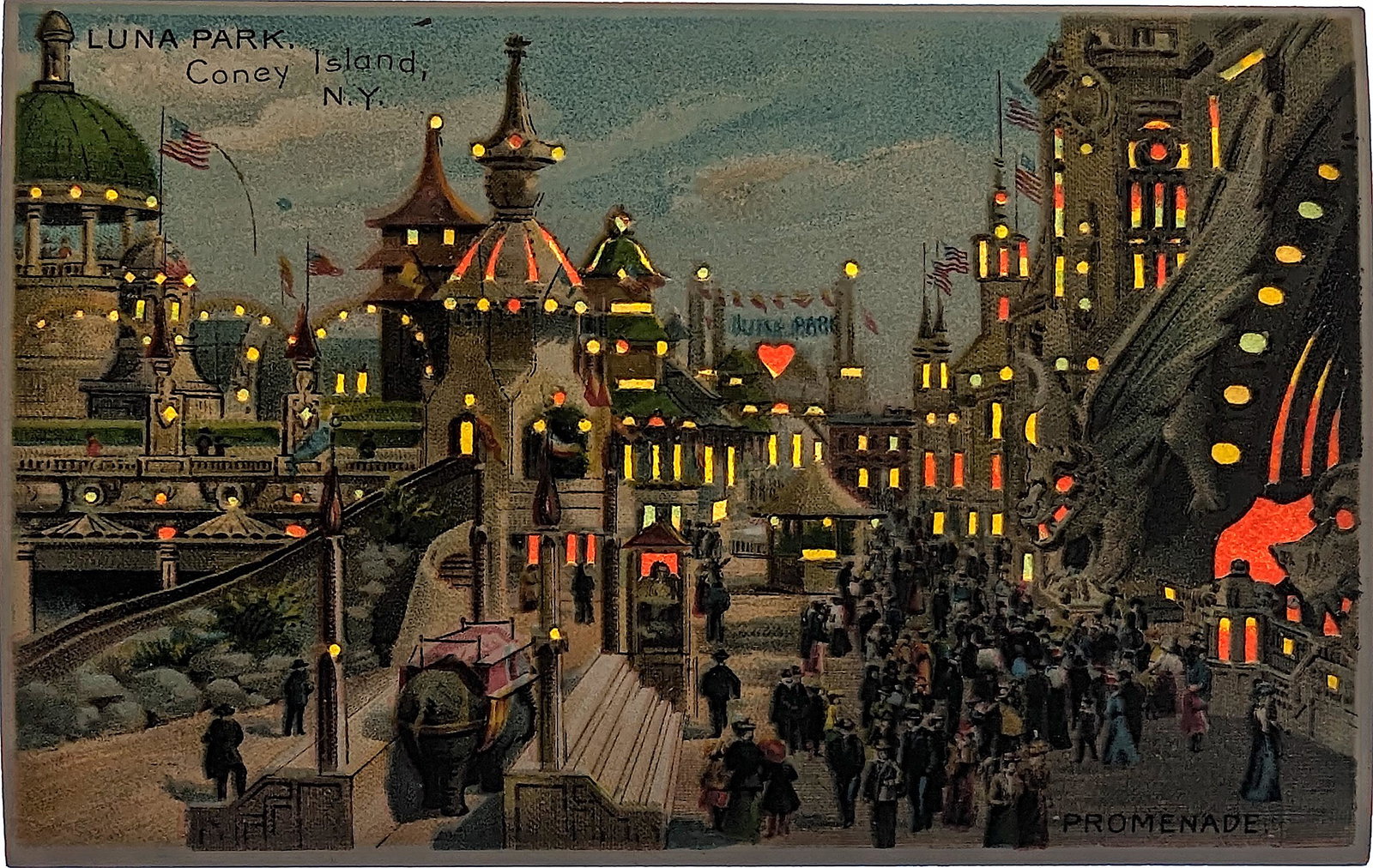 Vintage Scarce Coney Island N. Y. Postcard LIGHT TISSUE: Provenance: from a collector in Los Angeles, CA.. We have included quality images to show their condition. The dimensions are Approx. 12.25" x 9.5" (small variances can occur). This lot is located in 