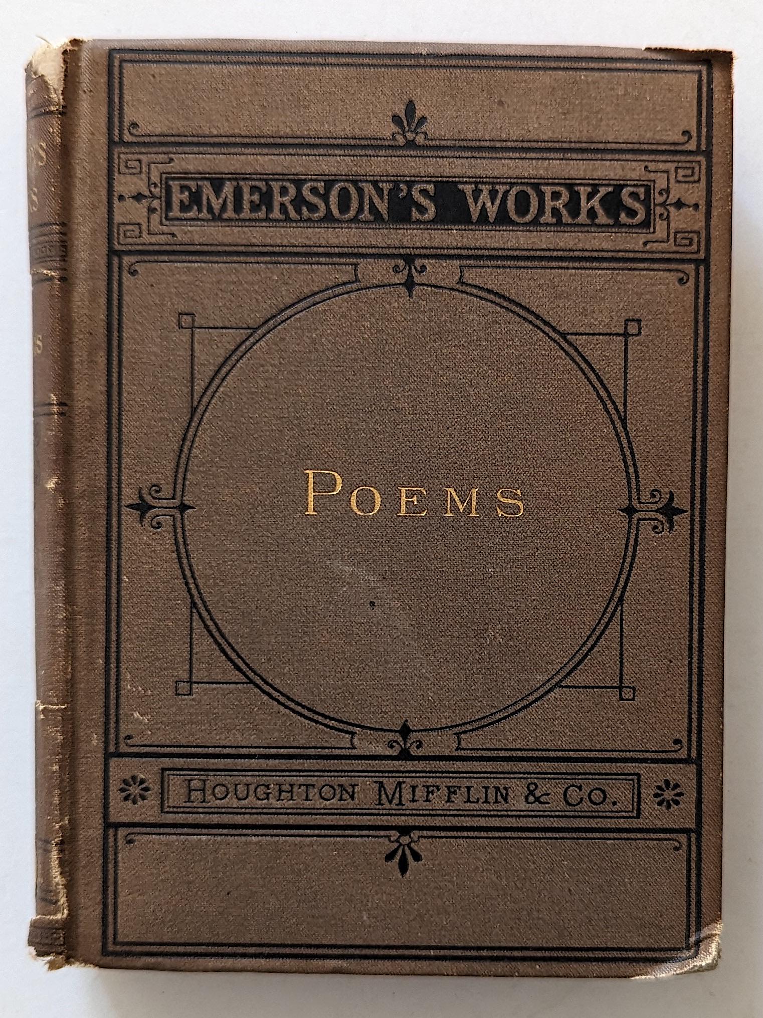 Vintage Book Emerson's Works POEMS, 1882: The provenance of this book is from a WWII veteran collector in Georgia. ABOUT SHIPPING: This lot is located in Boca Raton, Fl and its shipment will be made directly by Artelisted. Shipping insurance 
